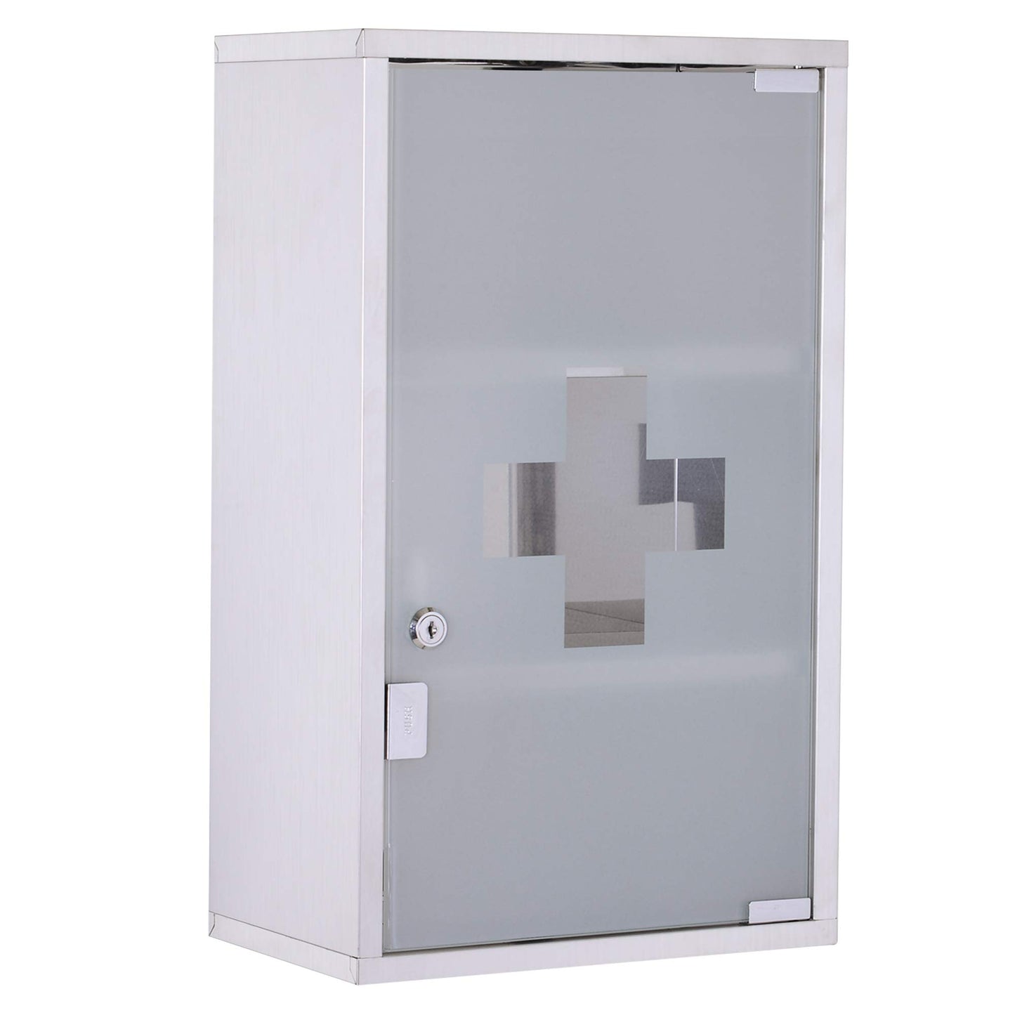 Abschliessbarer Medizinschrank mit Glastür, 3 Fächer, Silber B30 x T18 x H50 cm