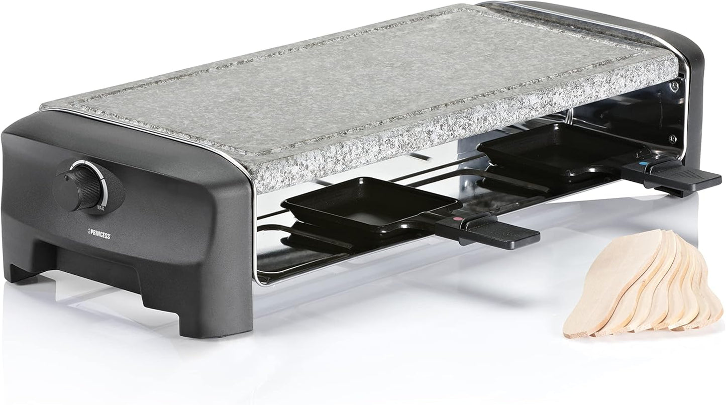 Princess Raclette-Grill mit Steinplatte, 8 Schwarz