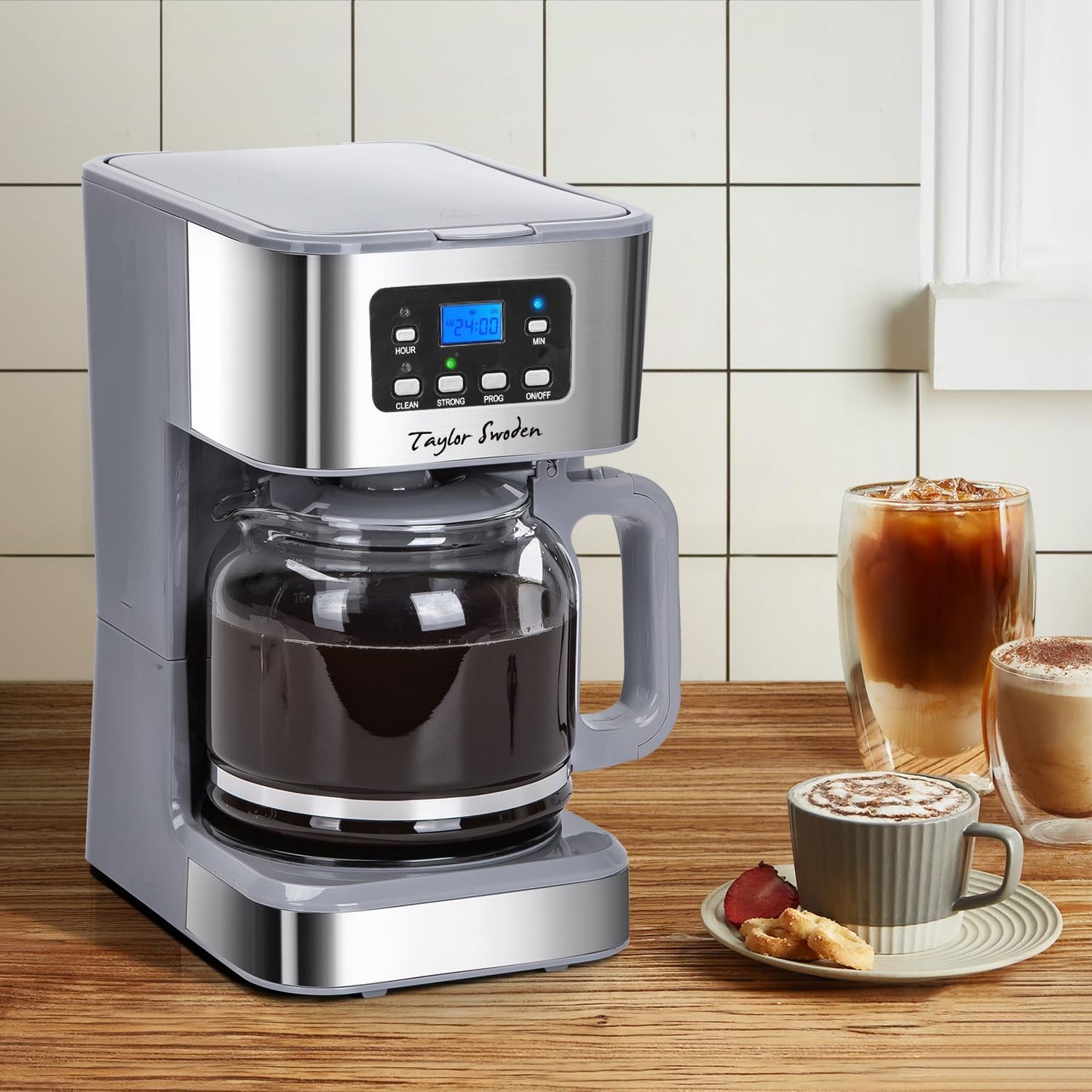 Filterkaffeemaschine mit Timer und Abschaltautomatik, Grey