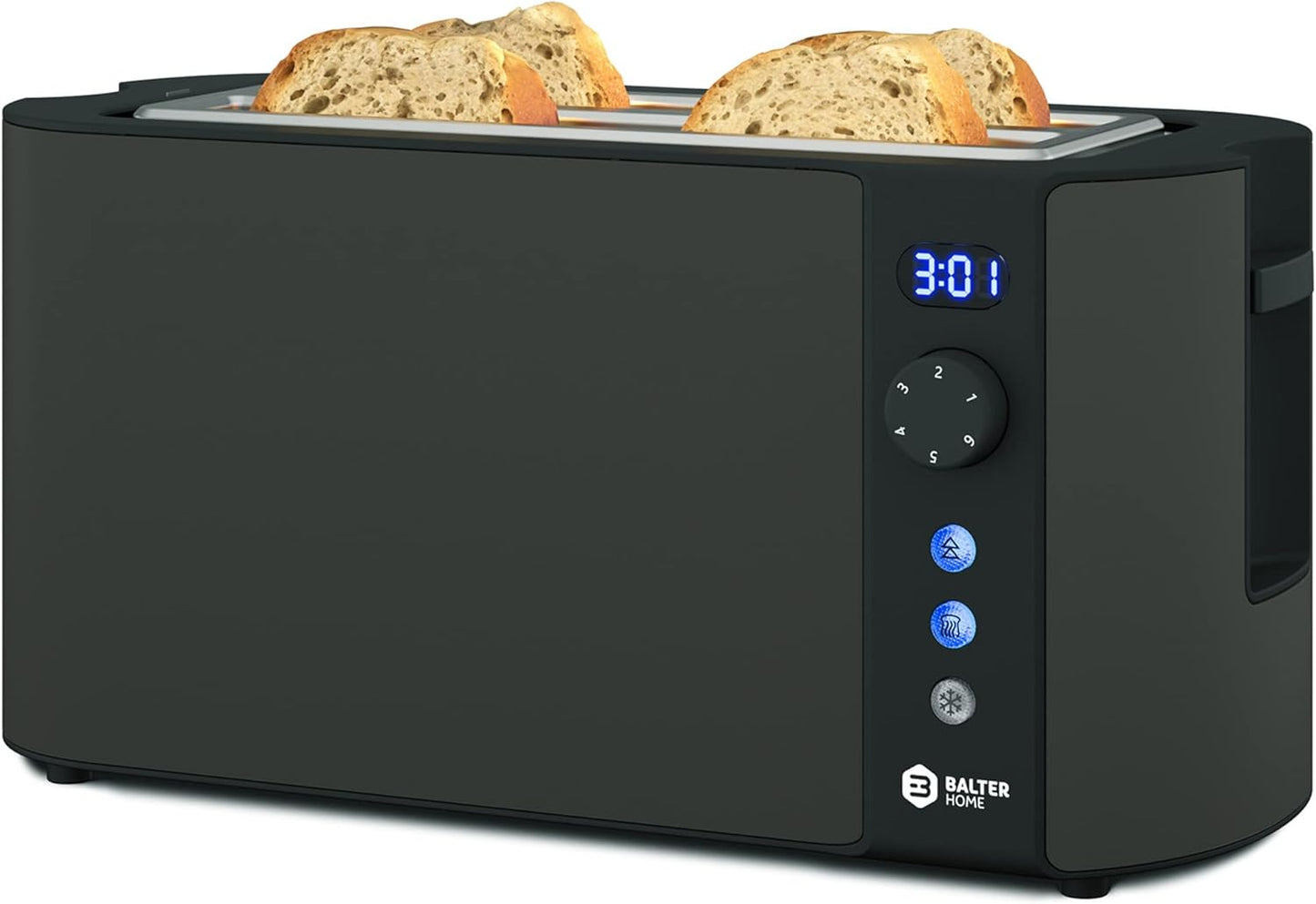 Toaster mit Langschlitz und LCD-Anzeige, Grau
