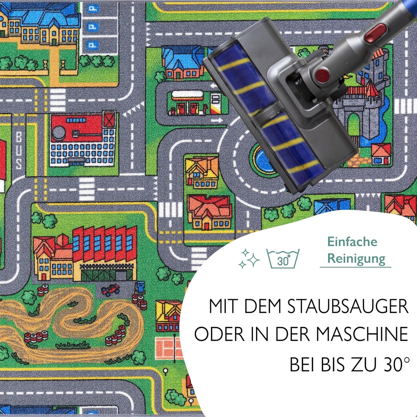 Kinder-Spielteppich Strasse 95x200 cm, waschbar, 95 x 200 cm (Rechteckig) Playcity