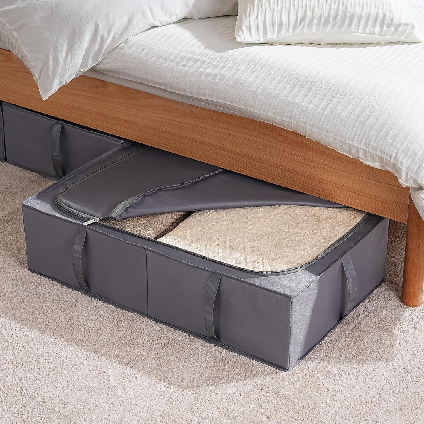8-teiliges Unterbett Aufbewahrungsbox-Set, 70x42x18 cm, Dunkelgrau Groß 8er-Pack