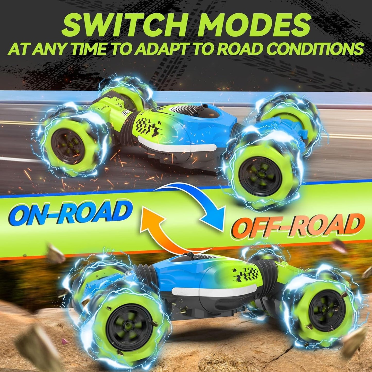 RC Stunt Car mit Handsteuerung, 4WD Offroad, #A Blau-grün Rc-stunt-auto
