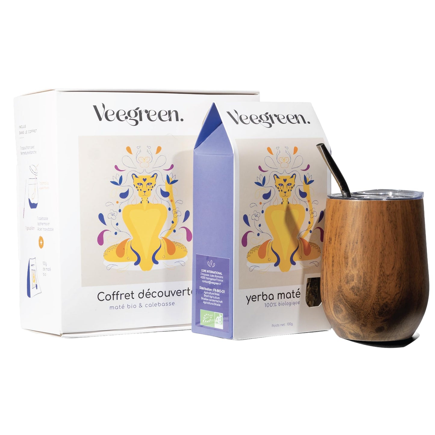 Yerba Maté Set mit Kalebasse und Bombilla, Yerba Mate Probierbox mit Becher