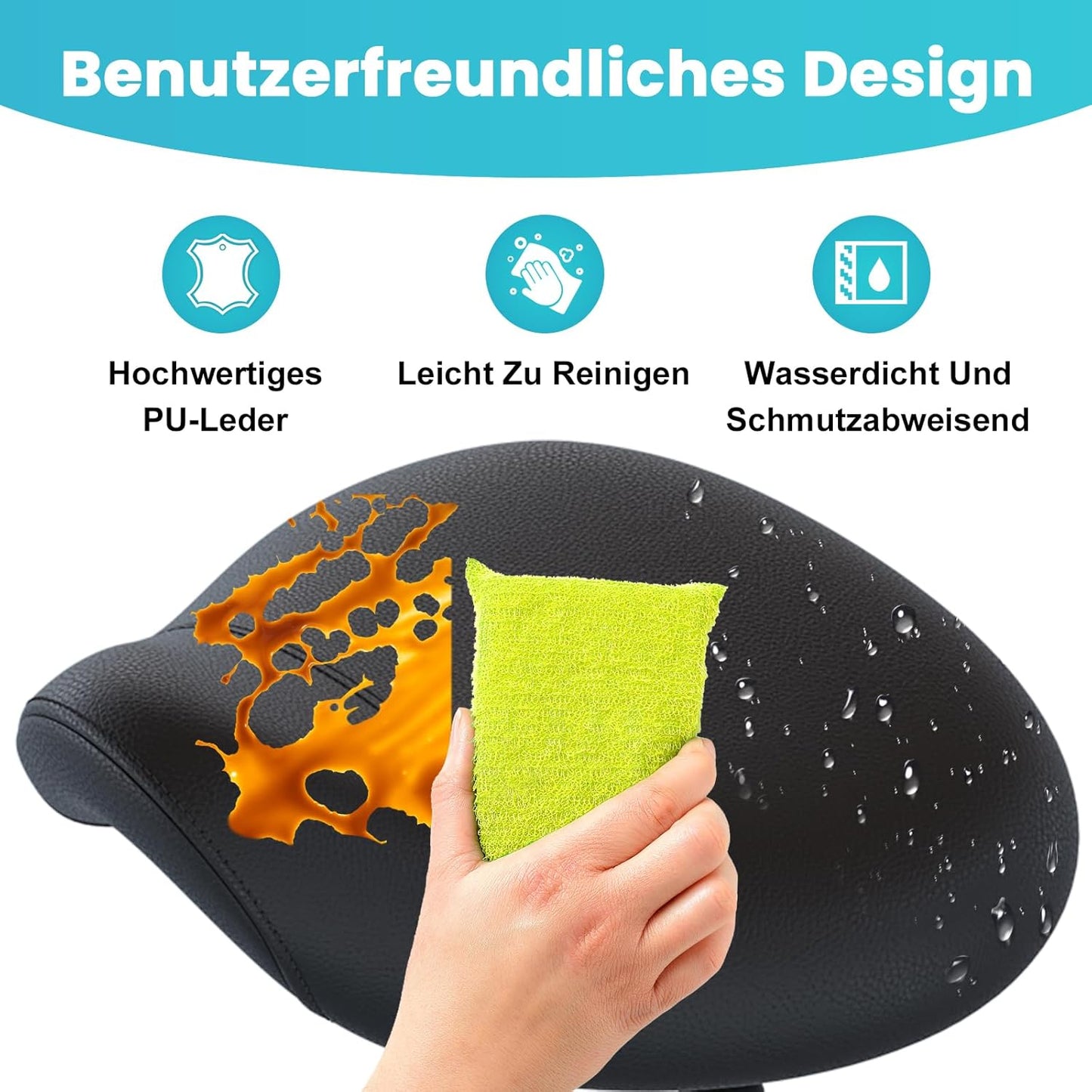 Ergonomischer Sattelhocker mit Rollen und Pedal, Schwarz