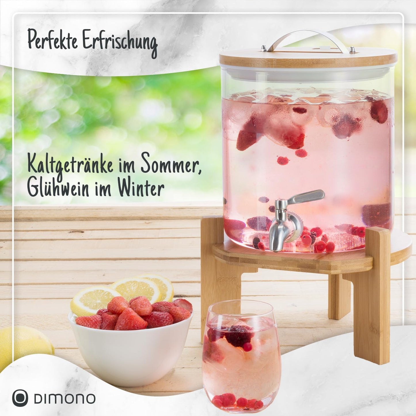 Getränkespender mit Zapfhahn und Ständer, 5 Liter