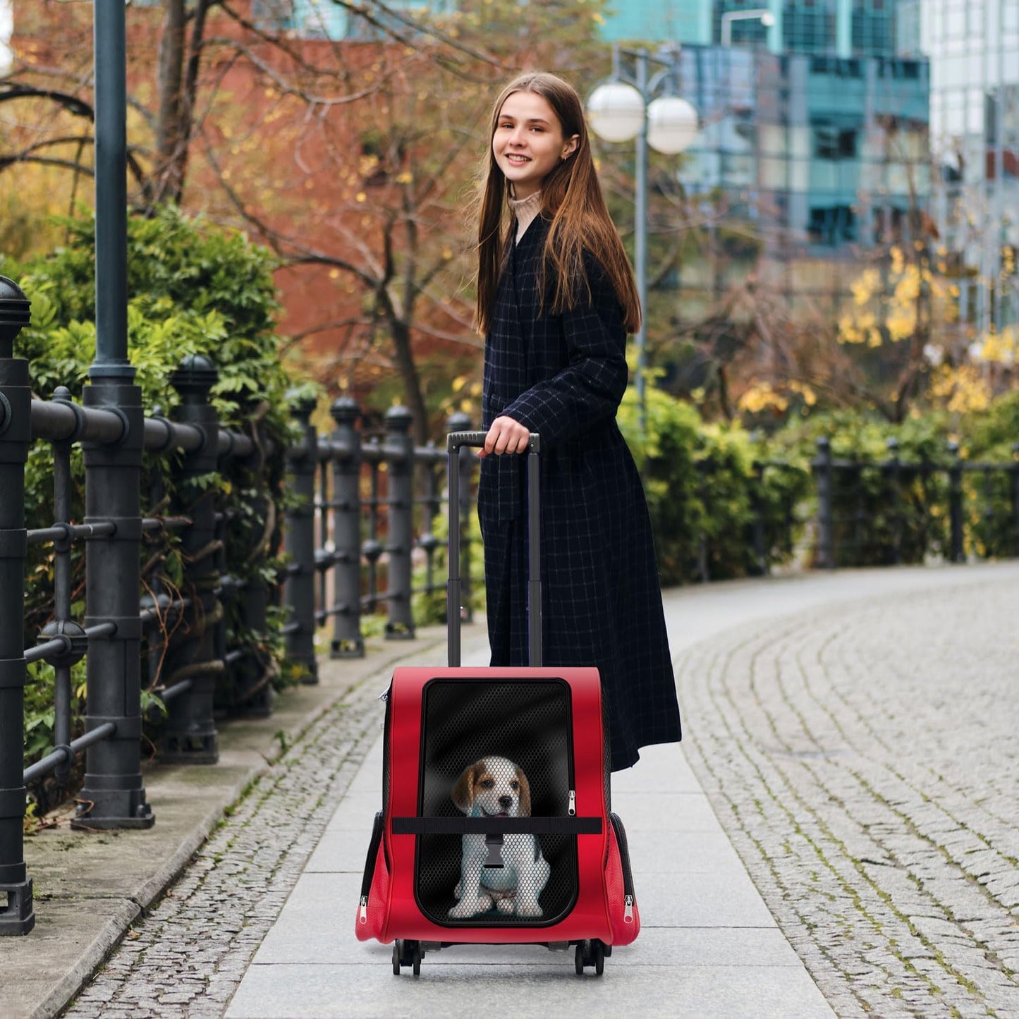 Haustier-Trolley für Hunde und Katzen, Hundetrolley Rot