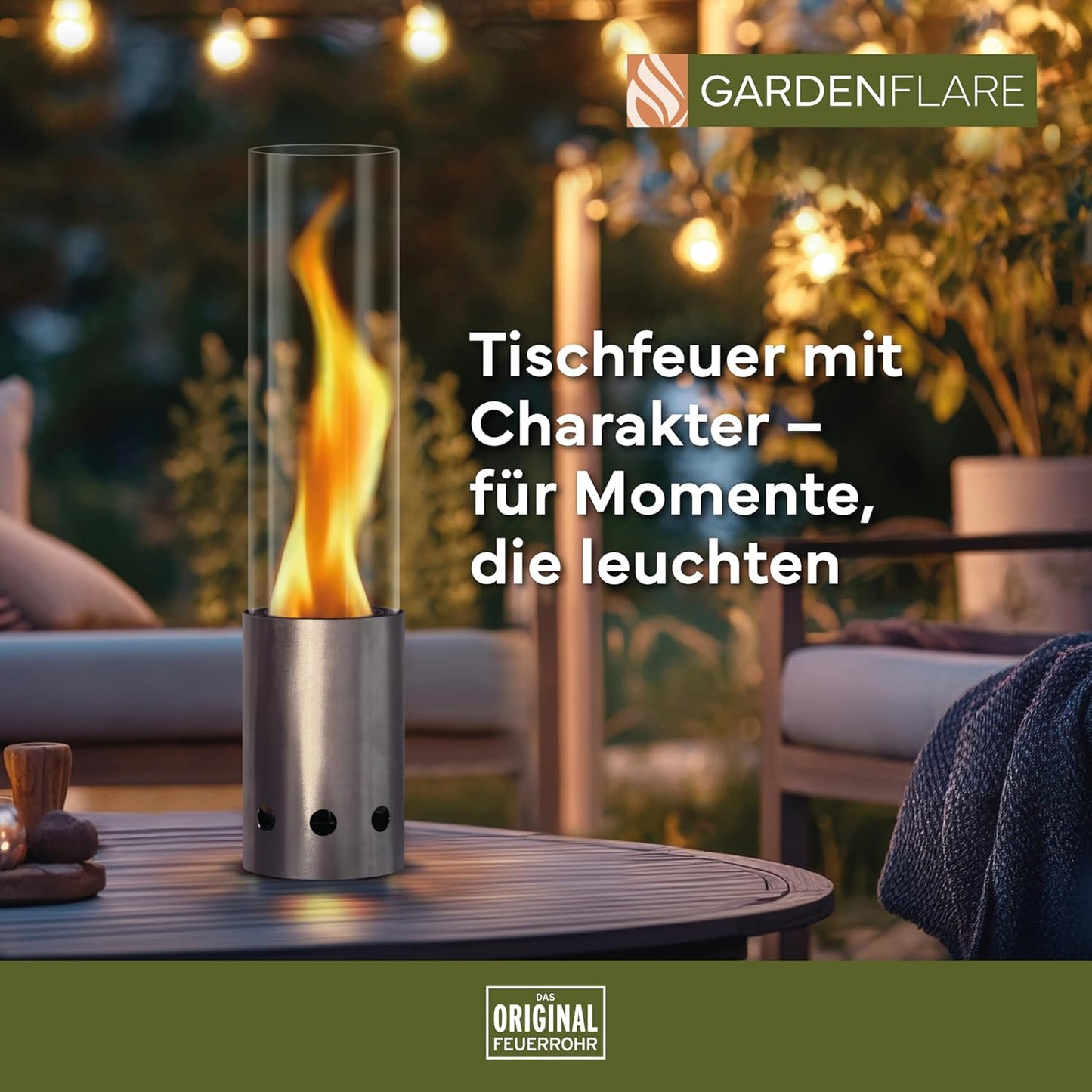 Tischkamin mit Holzpellet-Betrieb, Silber