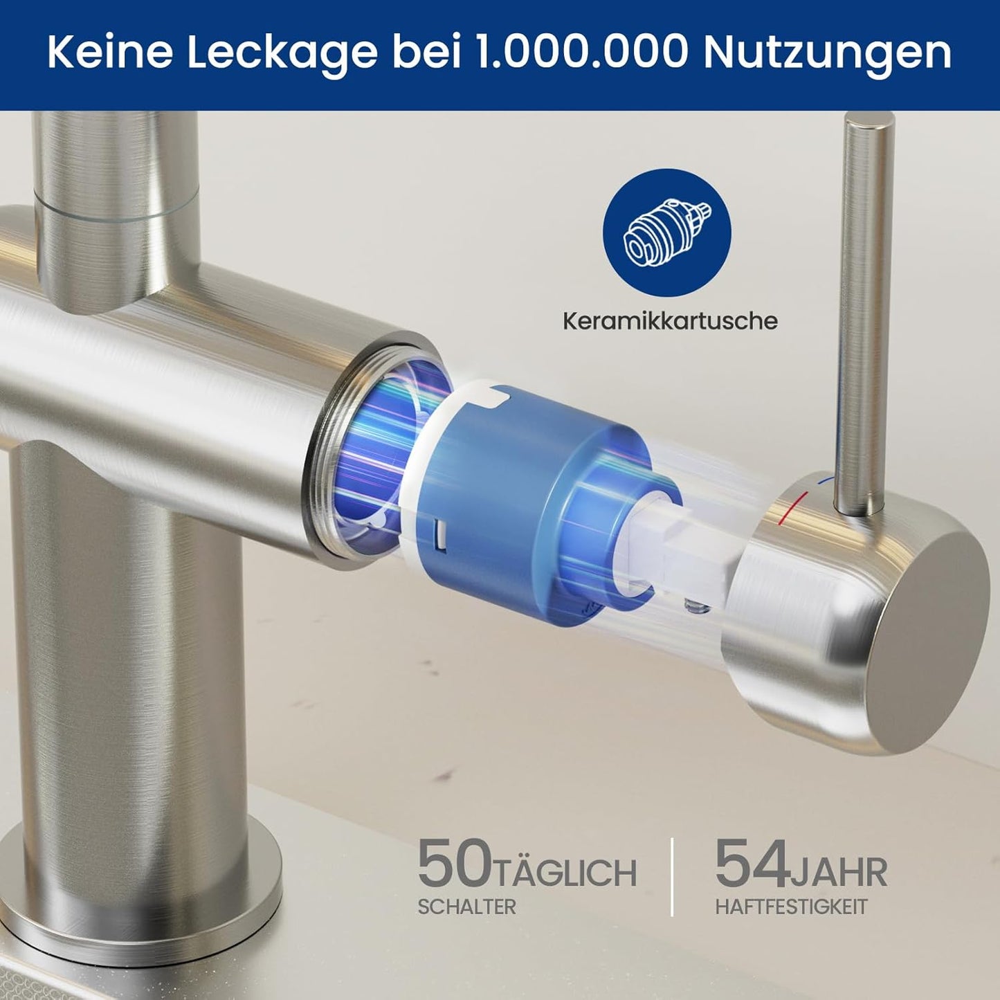 Küchenarmatur mit Ausziehbrause, 360° schwenkbar, Gebürsteter Edelstahl