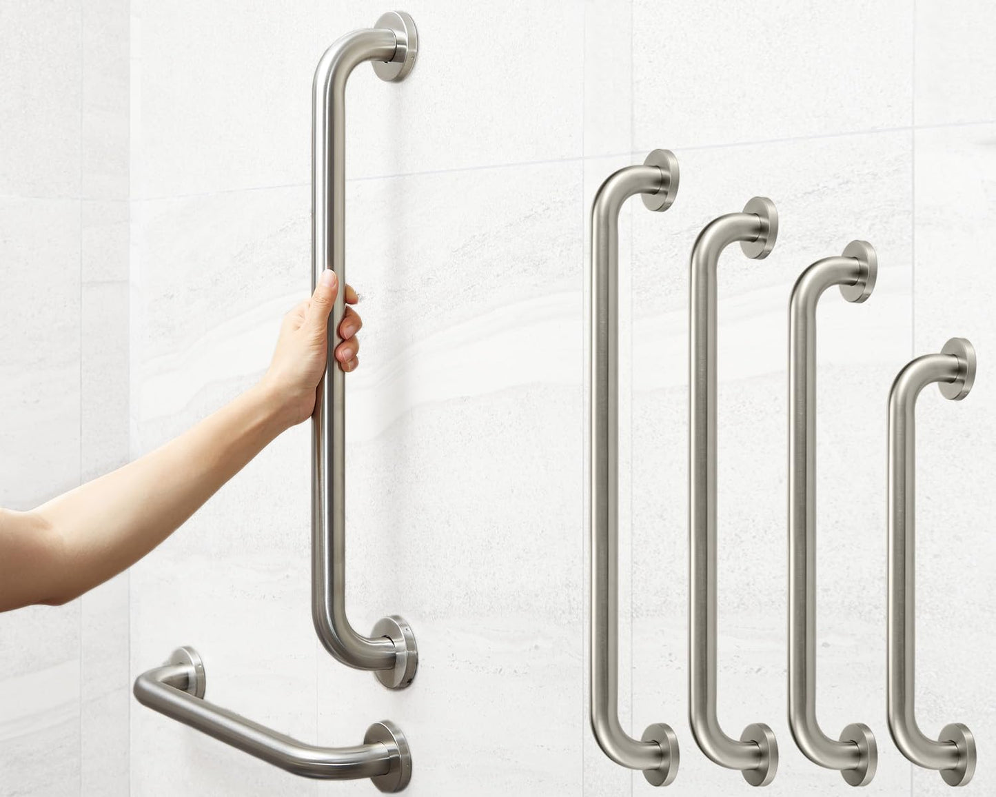 Haltegriff für Dusche und Badewanne, Edelstahl 250mm, Edelstahl Gebürstet 250mm
