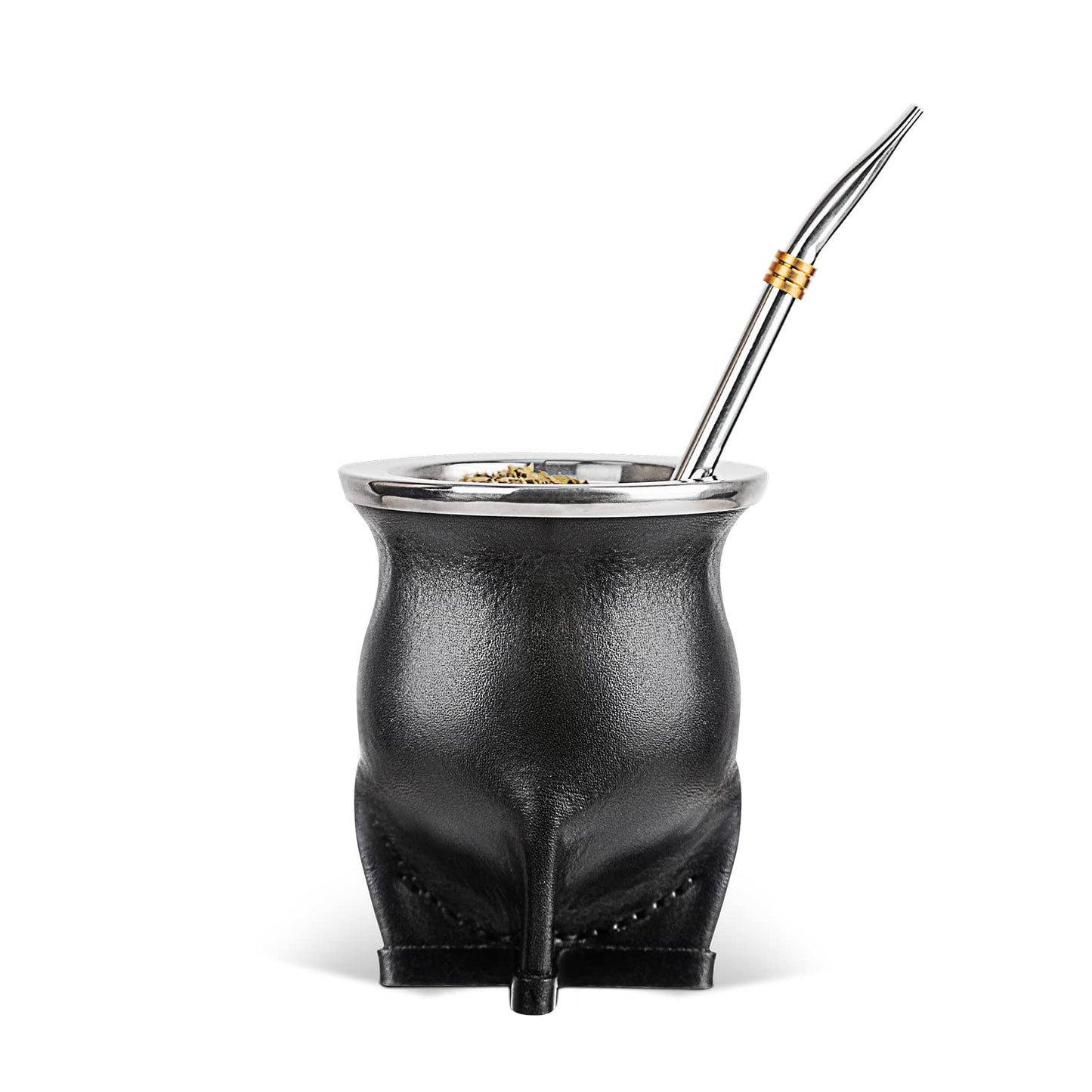 Yerba Mate Set mit Tasse und Bombilla, Schwarz