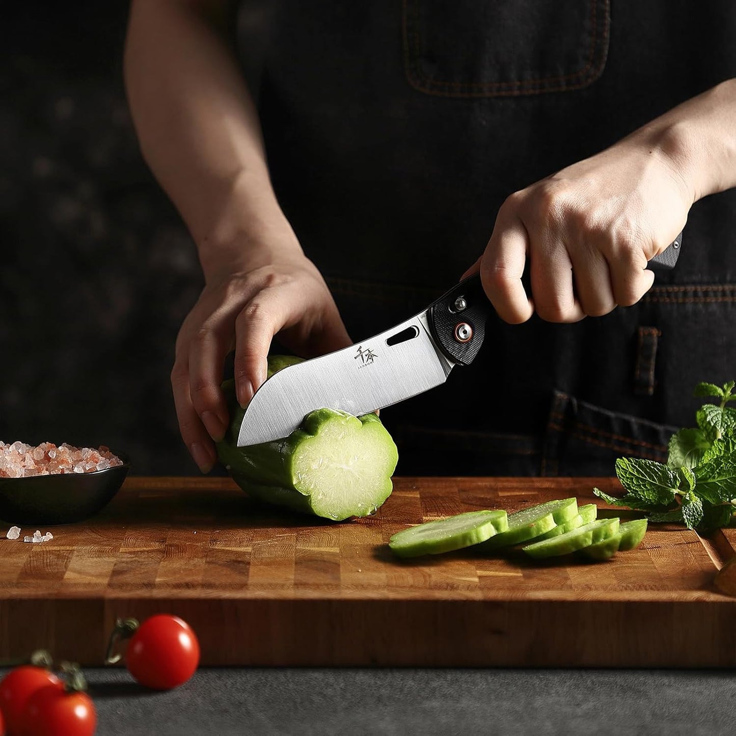440 Santokmesser mit klappbarem G10 Griff, G10 Santoku