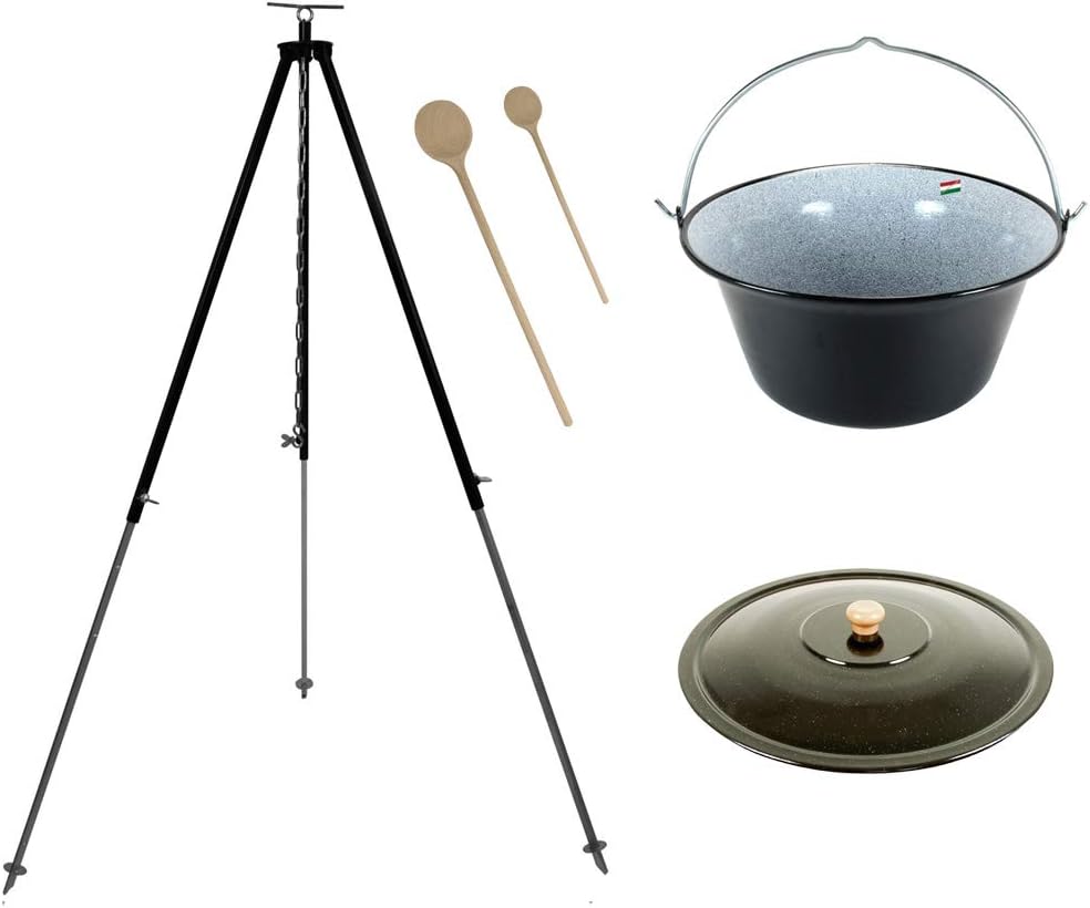 Gulaschkessel-Set mit Dreibein (10 Liter)