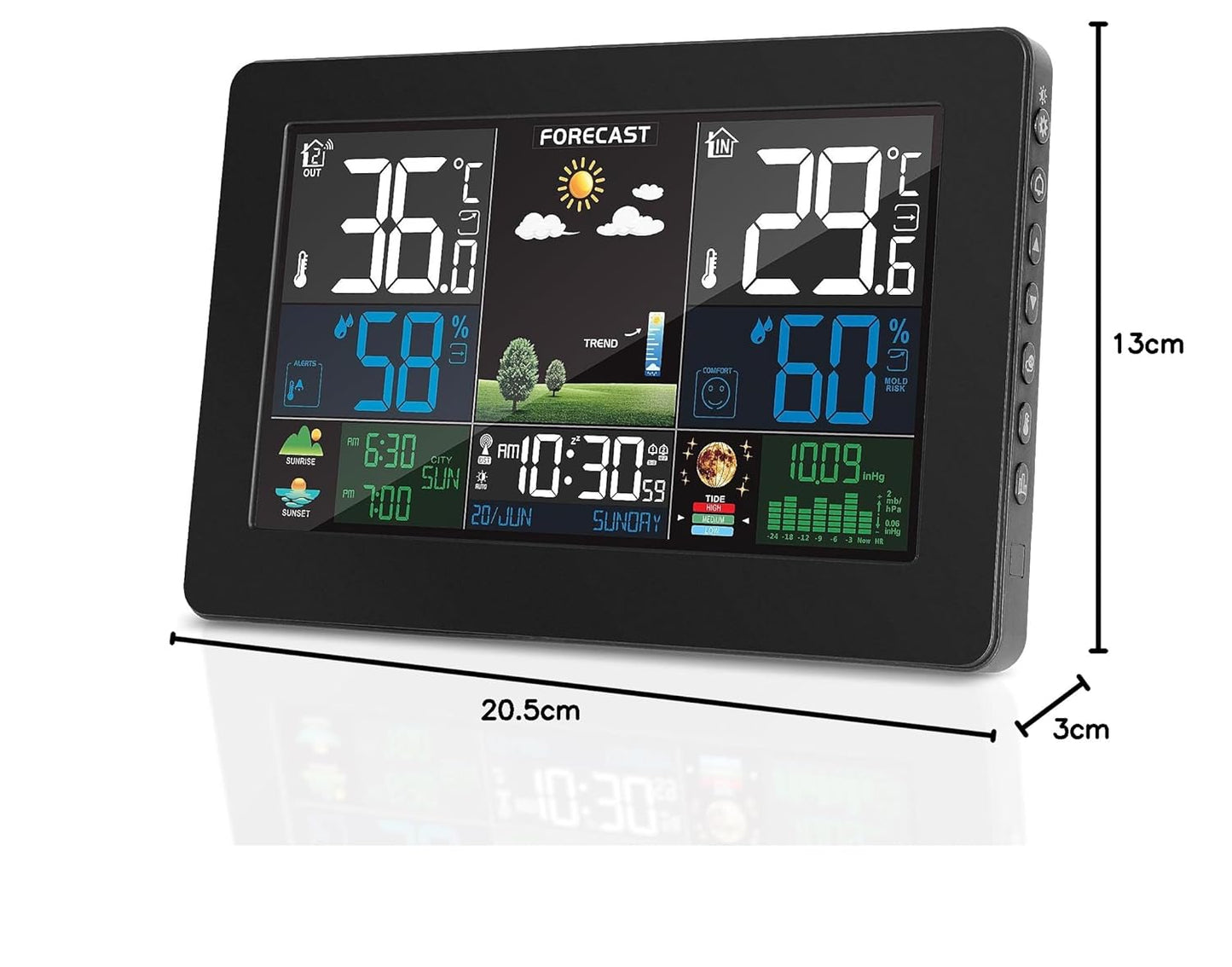Funk-Wetterstation mit Aussensensor, Schwarz