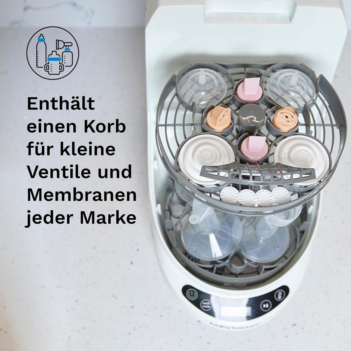 Automatischer Flaschenreiniger mit HEPA-Filter und Halterung für Pumpenzubehör