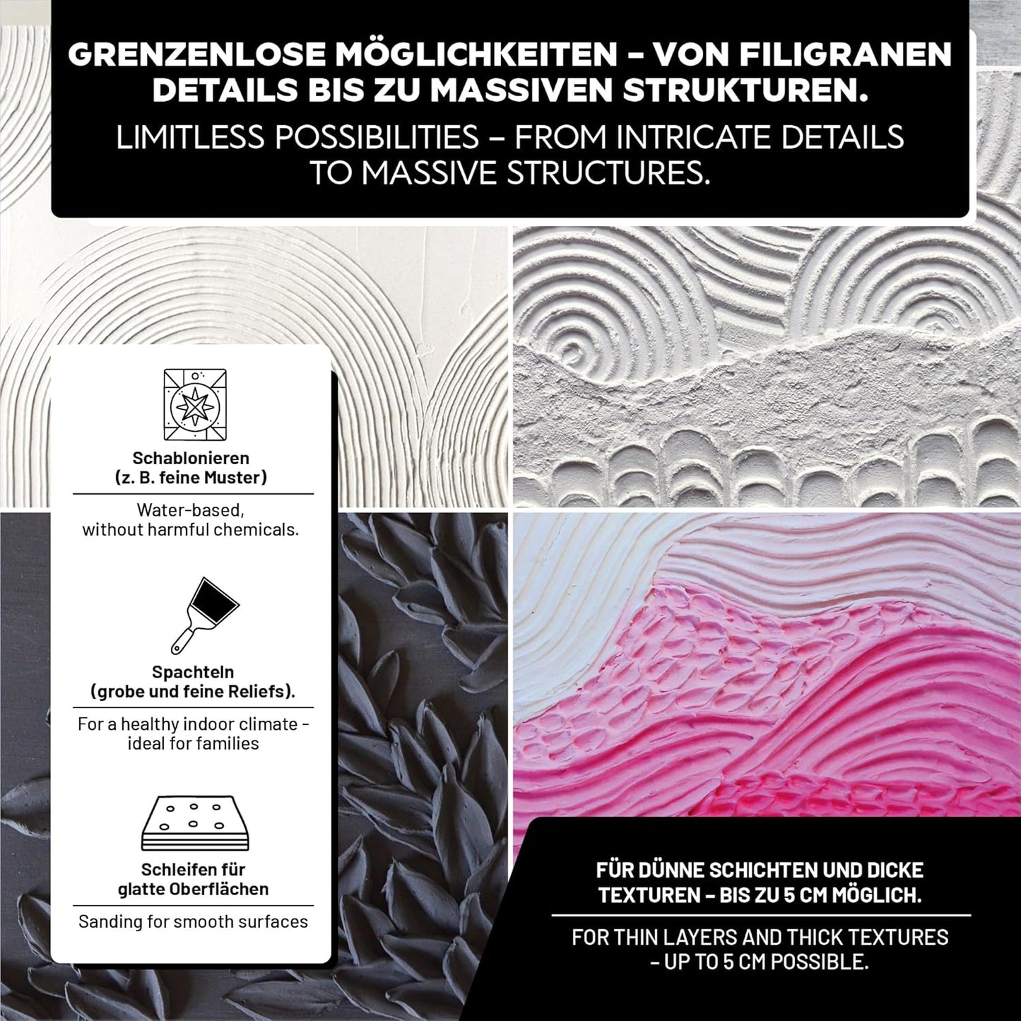 Strukturpaste fein für Acrylmalerei, Weiß fein1,7 kg Eimer