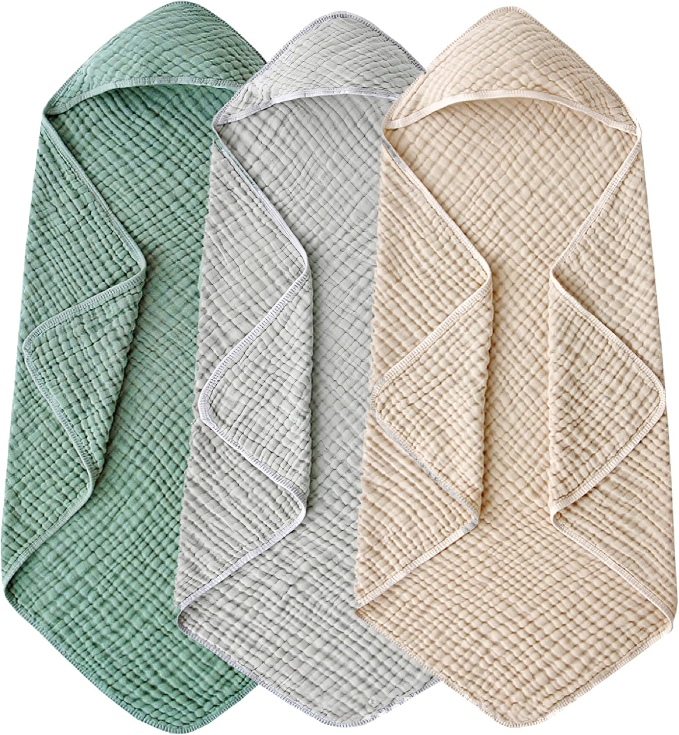 3-teiliges Baby Kapuzenhandtuch-Set, 90x90 cm