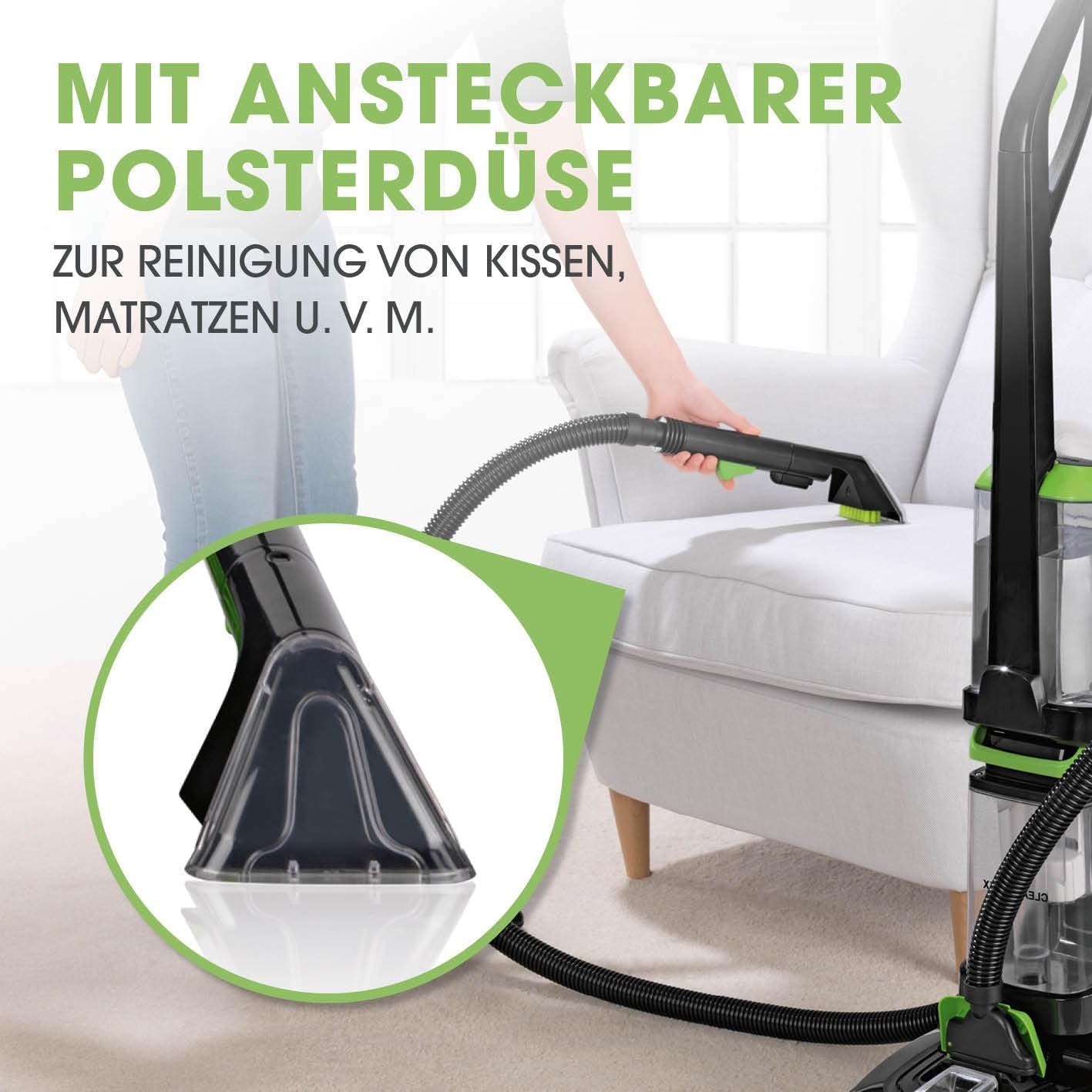 Teppich- & Hartbodenreiniger Pro, FloorClean + Polsterdüse & Shampoo