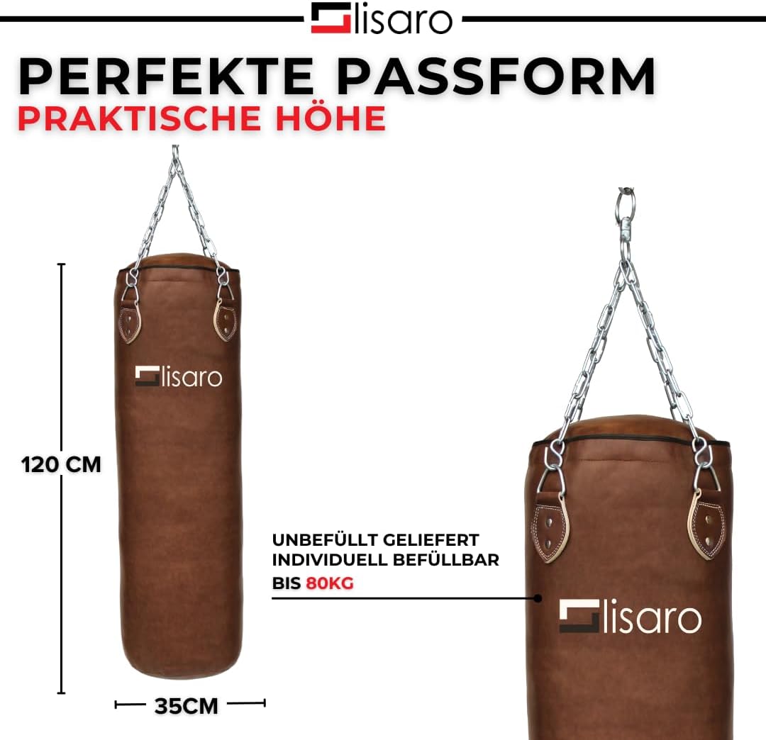 Boxsack mit Stahlkette, ungefüllt, 120 x 35 cm ungefüllt