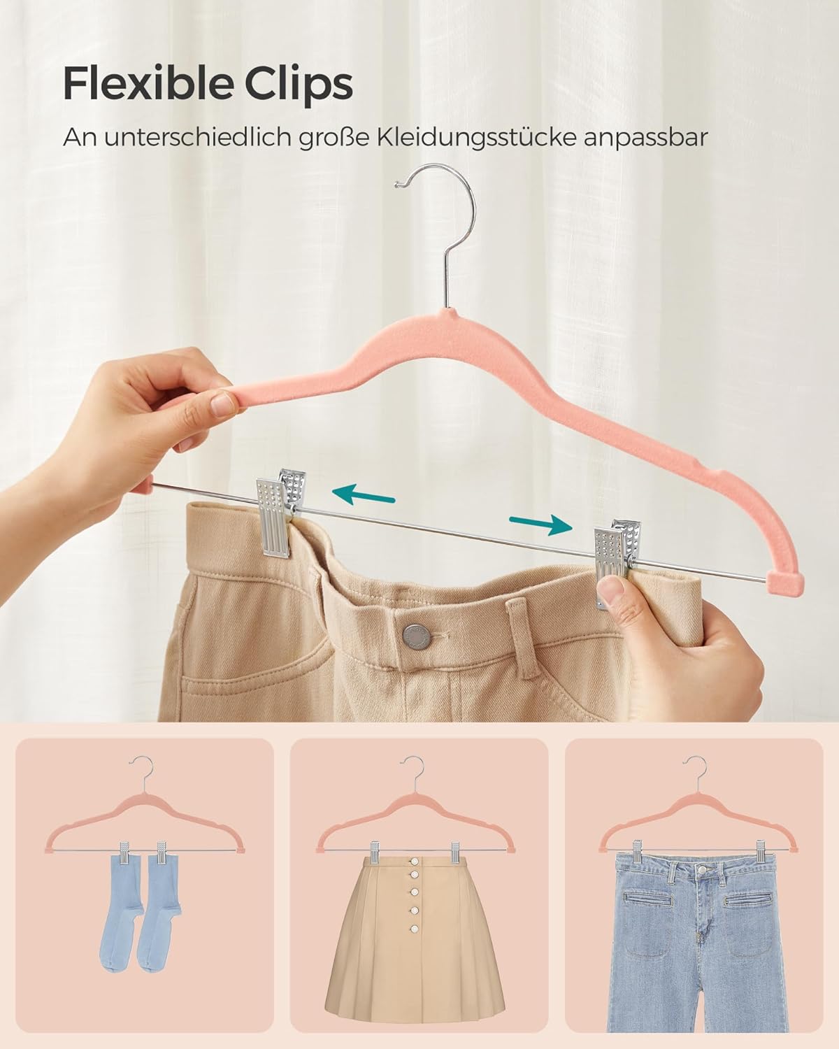 Samt Kleiderbügel Set, Hellrosa 10 Stück