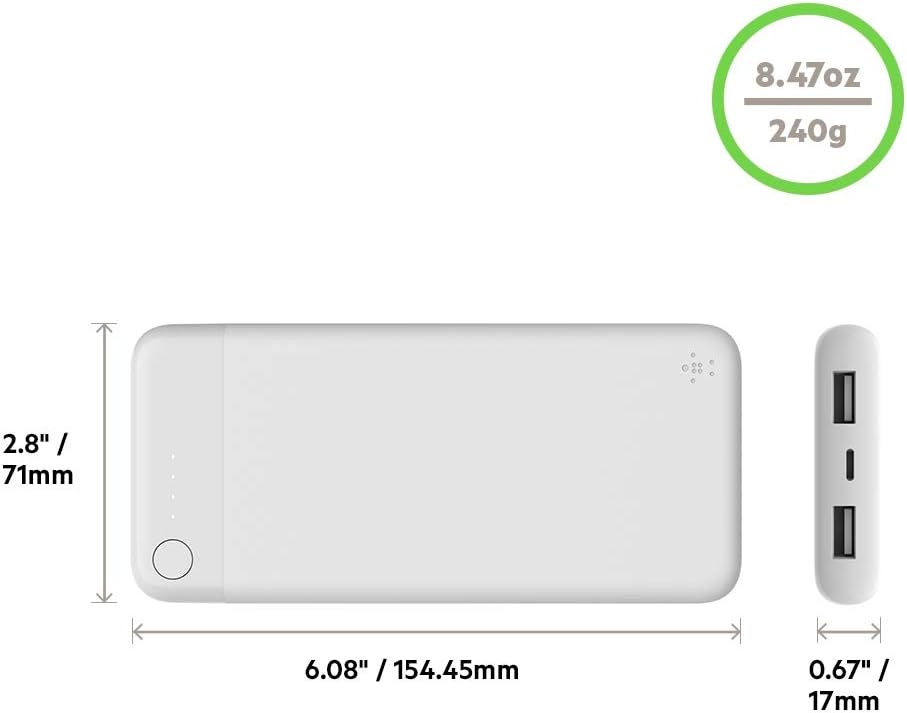 Boost Charge Powerbank, Weiss 10,000 mAh ohne Kabel