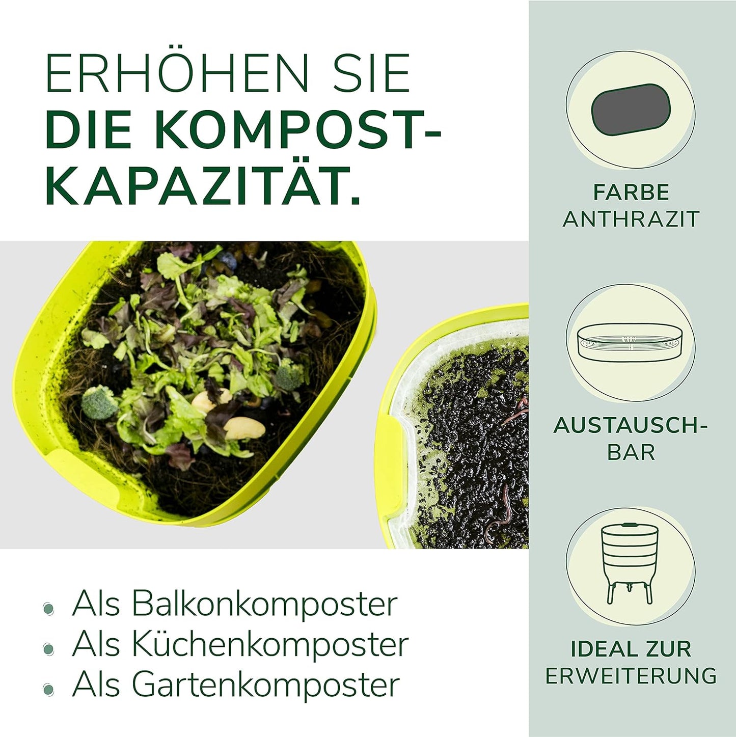 Ersatzetage für Wurmkomposter, Ersatzetage antrazith