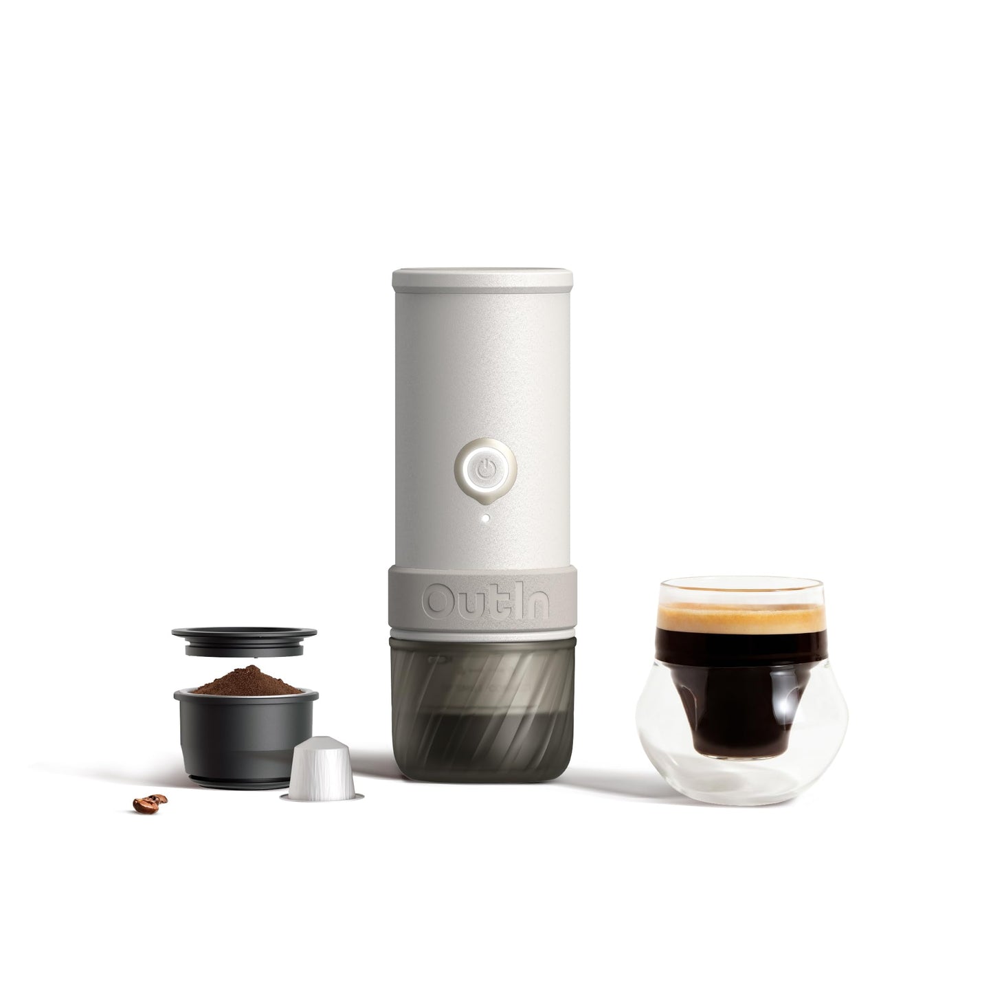 Mino tragbare Espressomaschine mit USB-C-Heizung, Sandstone White