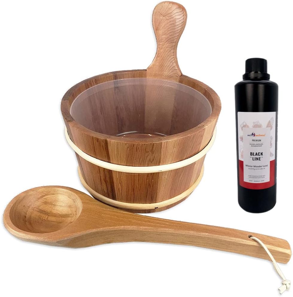 Sauna Set mit Saunakübel, Sauna Set Kübel aus Red Cedar 4,0L