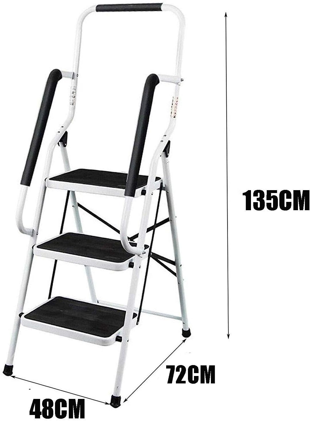 Tritthocker Klapptritt 3-Stufen mit Handlauf, 3 Stufen mit Handlauf