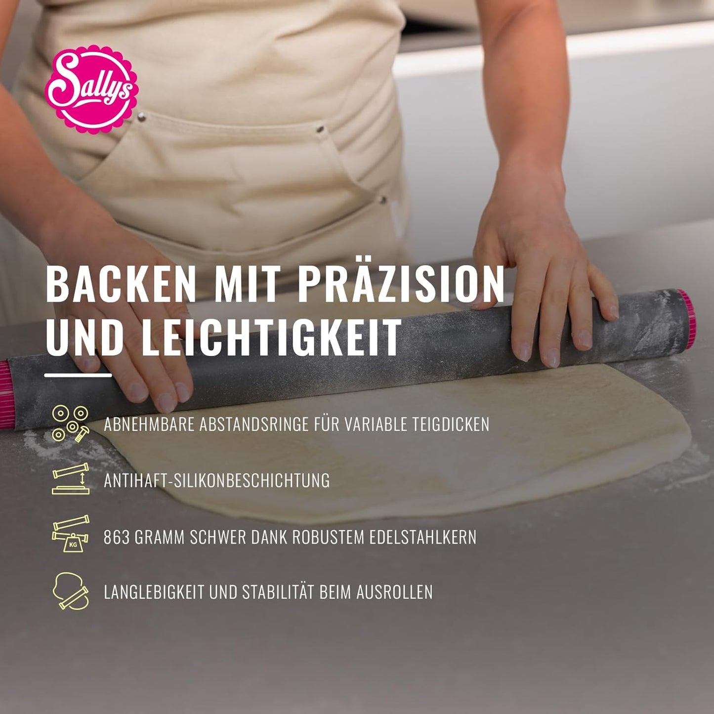 Ausrollstab mit Edelstahlkern, 50 cm