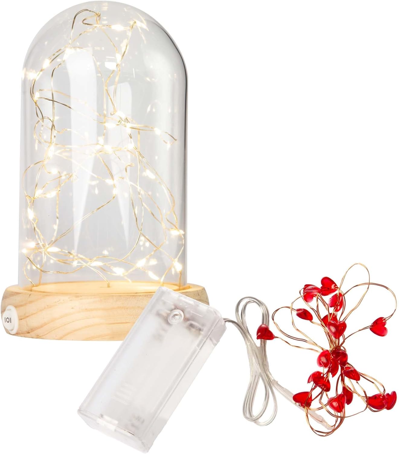 DIY Glasglocken-Set mit Herzlichterkette, 50 LEDs, Glasglocke mit Herzlichterkette Set