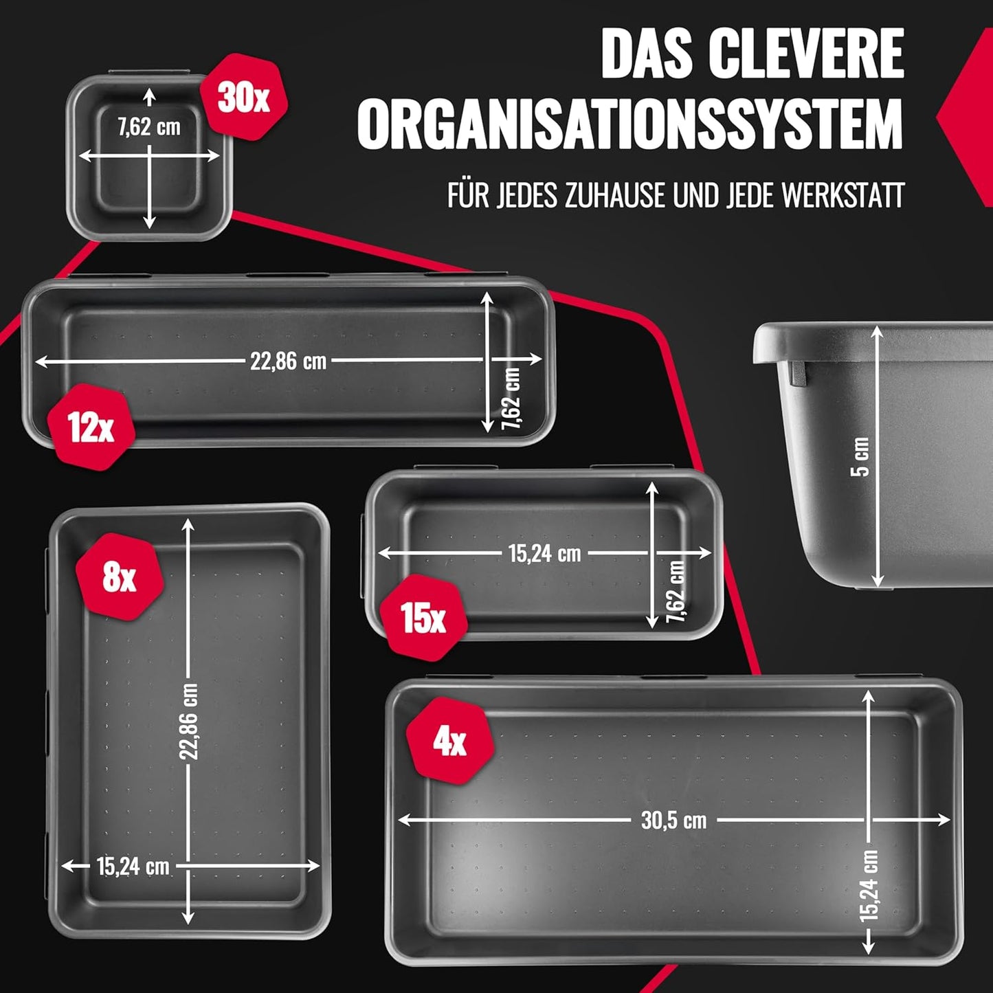 Schubladen-Organizer für Werkstatt & Büro (69 Stück), 69er Set