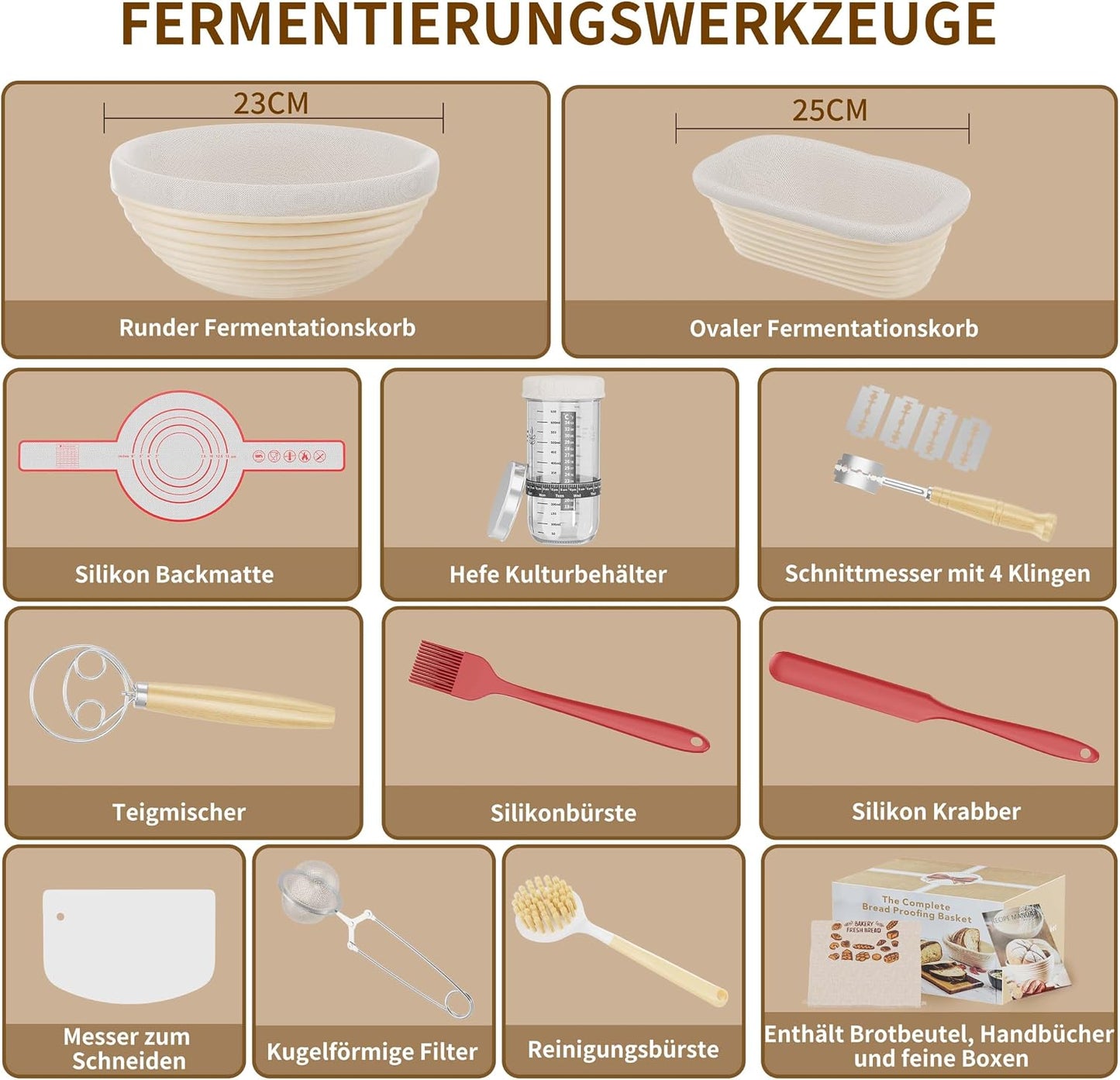 12-teiliges Sauerteig Starter-Set, 12-teiliges Brotstarter-Set