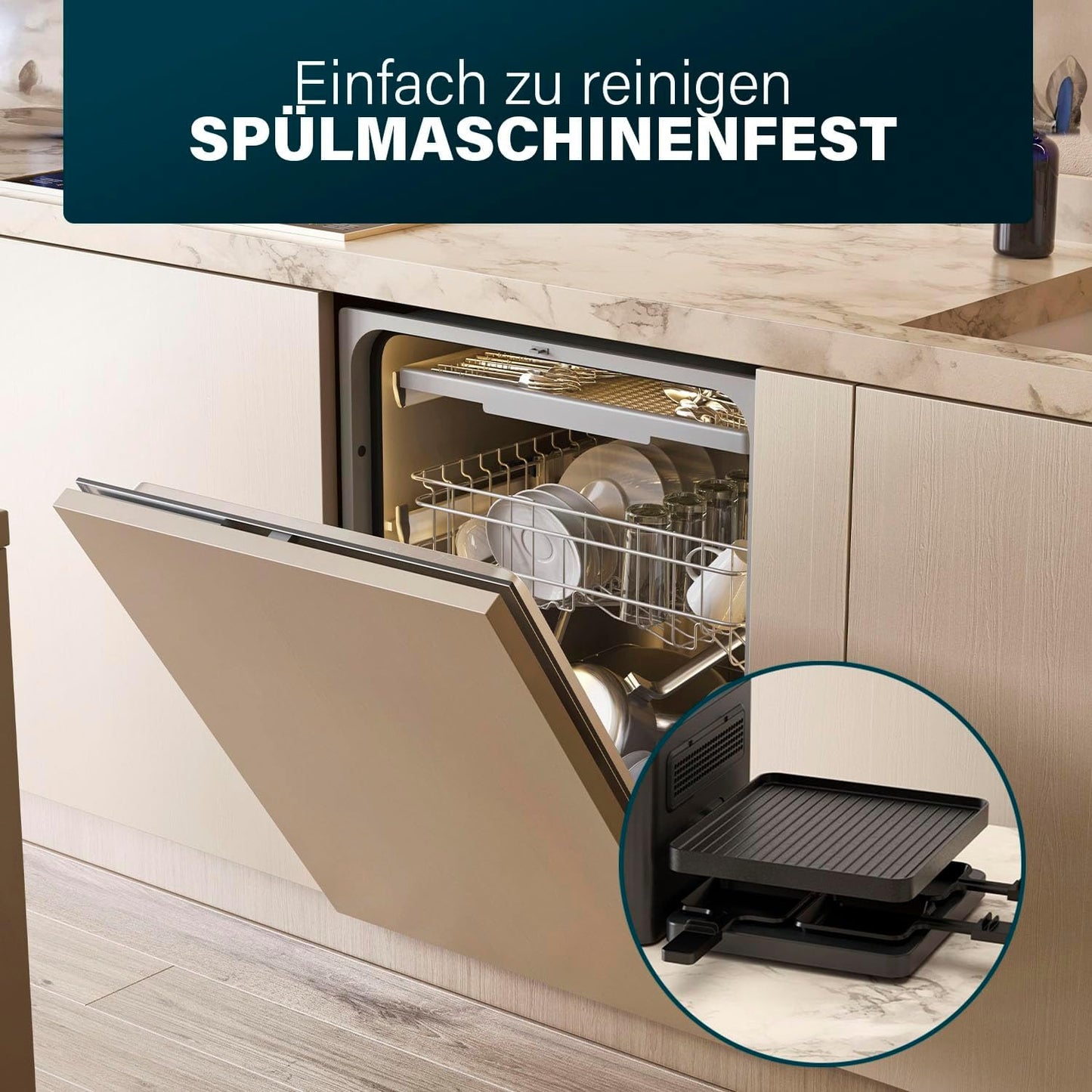Raclette-Grill mit Luftfiltersystem für 8 Personen, Integriertes Luftfiltersystem 8 Personen