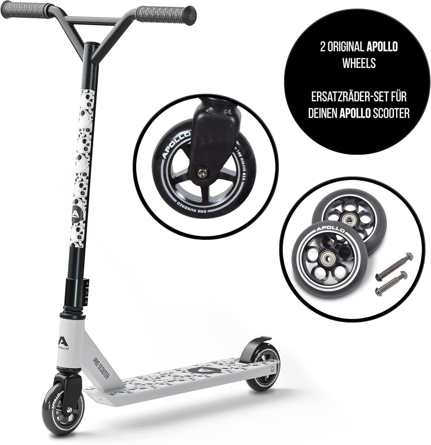 Stuntscooter Ersatzräder-Set Pro Wheels (2 Stück), Schwarz