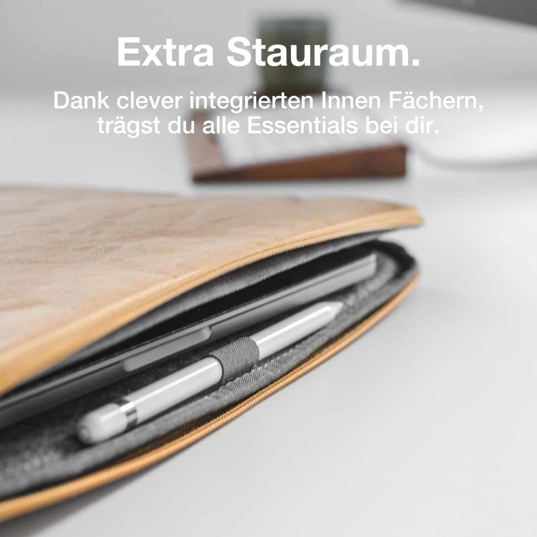 Wasserabweisende Laptophülle, MacBook 15-16" Braun