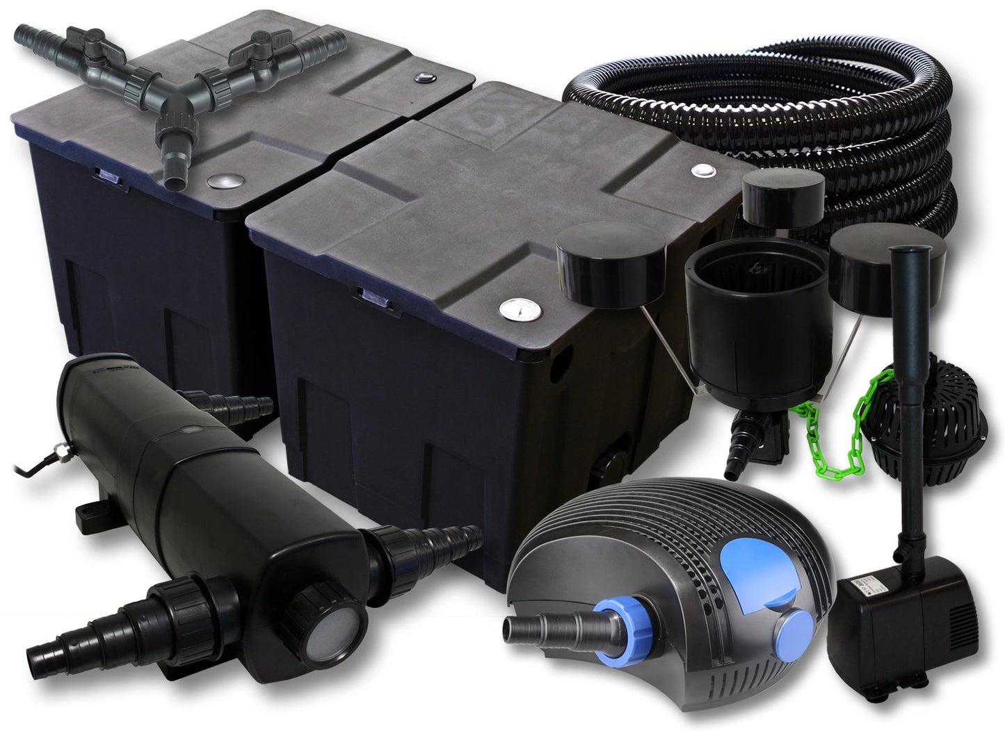 Teichfilter Komplettset mit Pumpe, Klärer & Skimmer