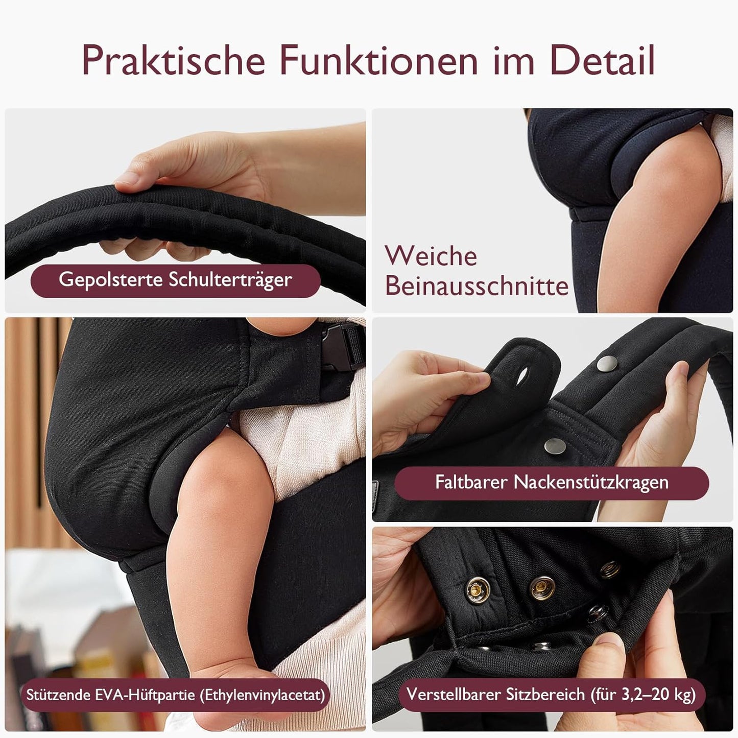 Baby Carrier, Baumwolle-Schwarz