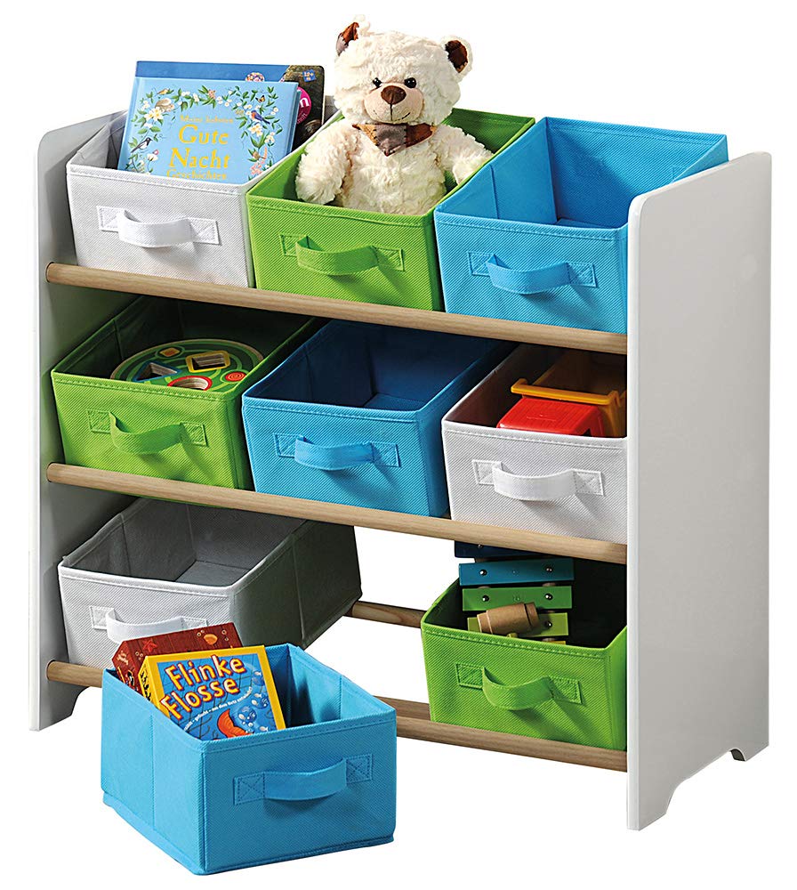 Kinderregal mit Aufbewahrungsboxen (Faserplatte)