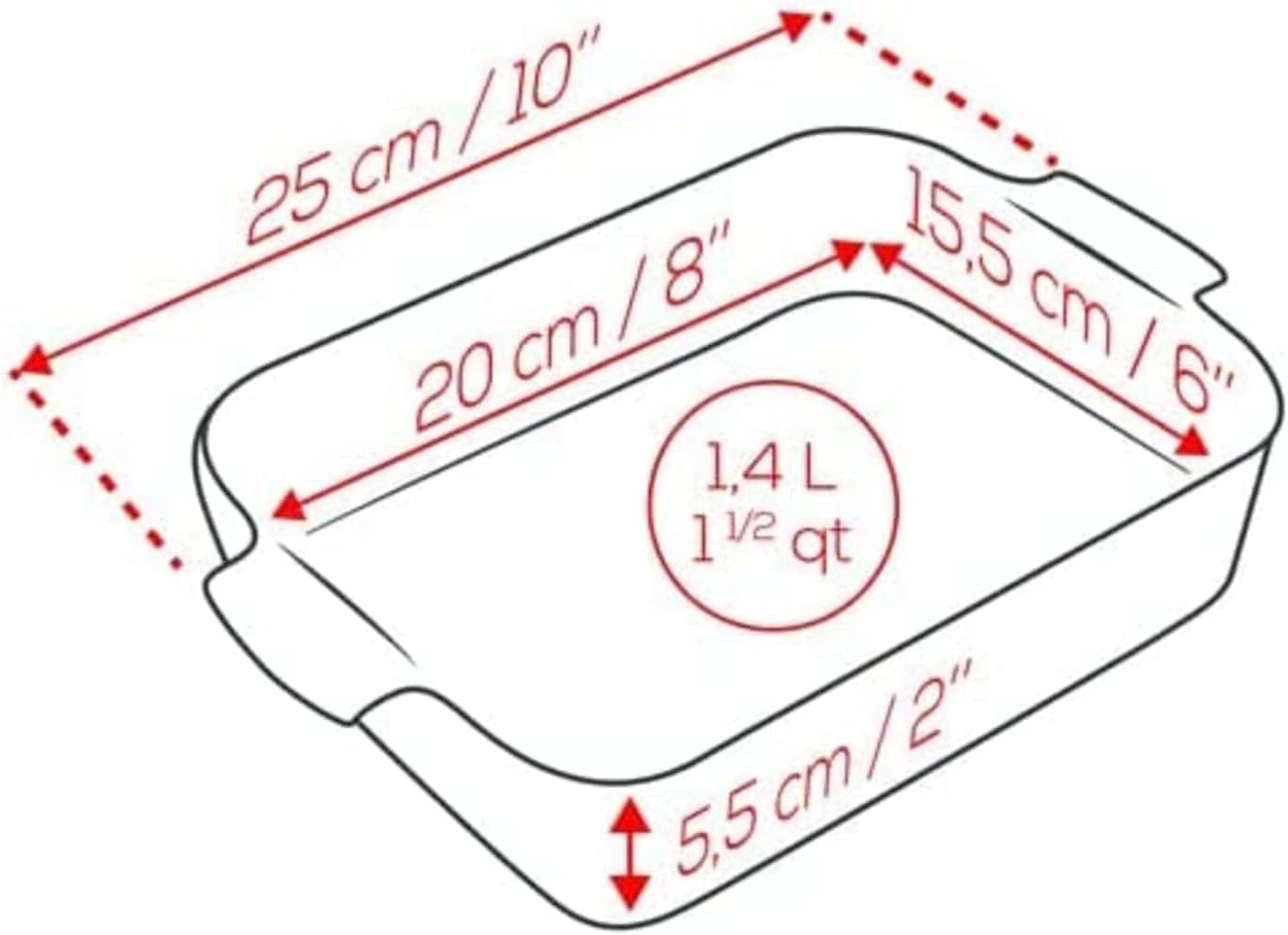 Rechteckige Keramik-Auflaufform, 25 cm Satin-Schwarz