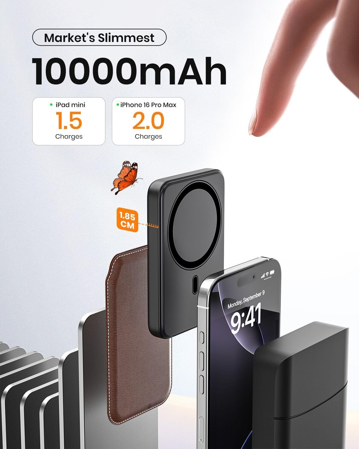 Magnetische Powerbank mit Schnellladefunktion, Schwarz