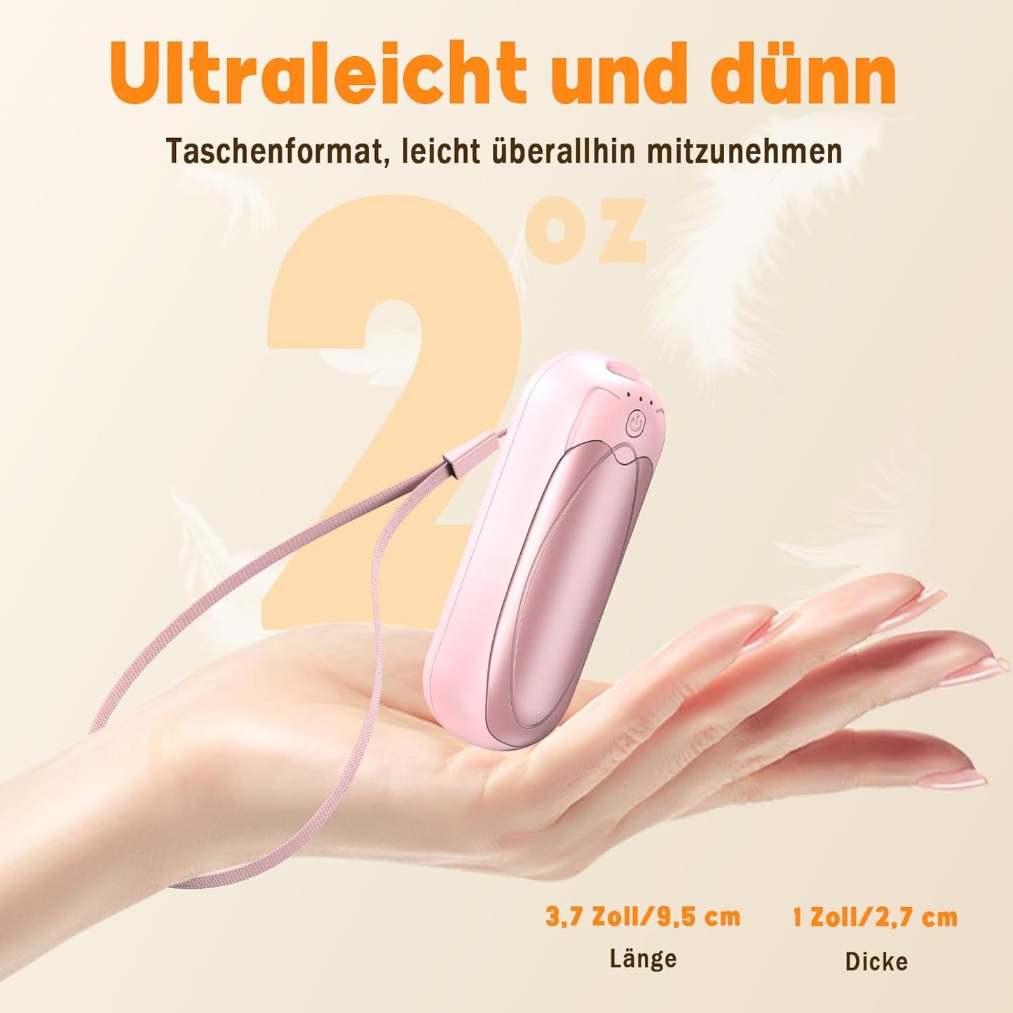 Wiederaufladbare Handwärmer, 4er-Set, 7000mAh, 4-Pack Rosa