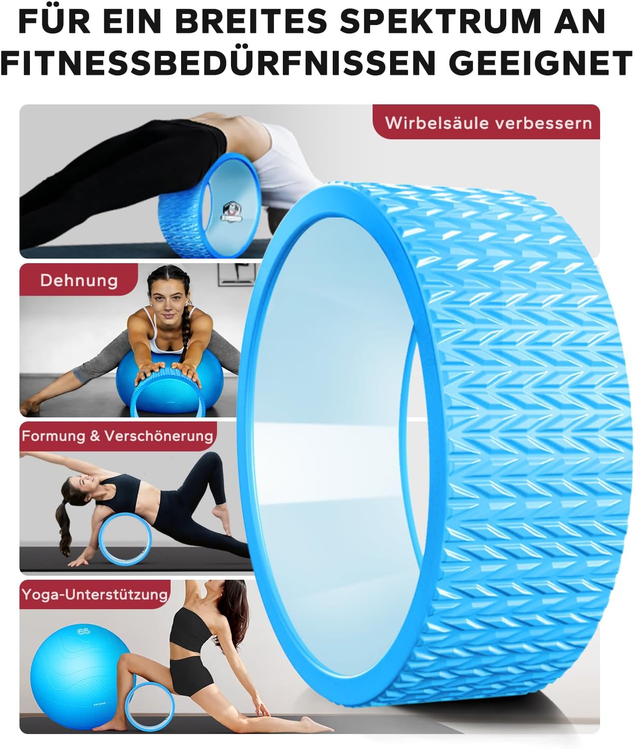 Yoga Rad Set mit Gymnastikball und Pumpe, Blau 30CM 1
