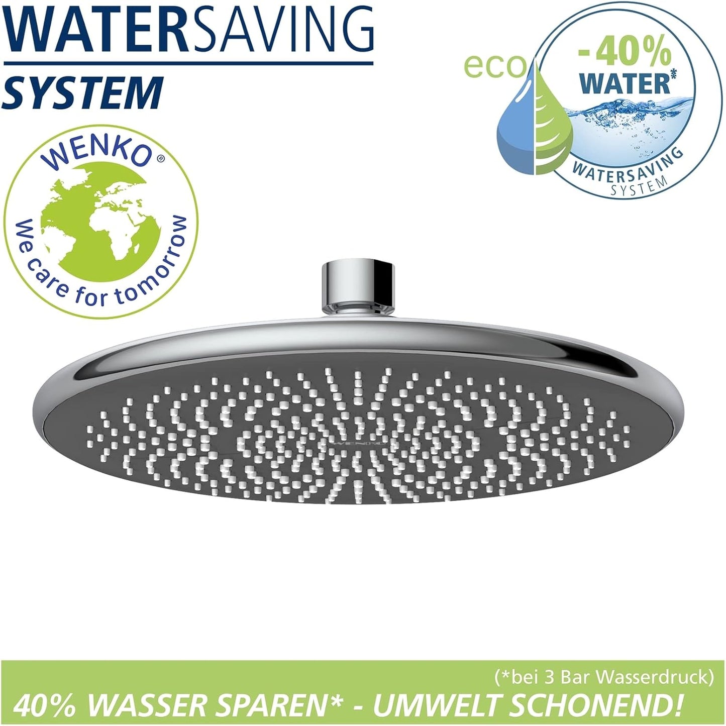Wasserspar Regenduschkopf, Silber