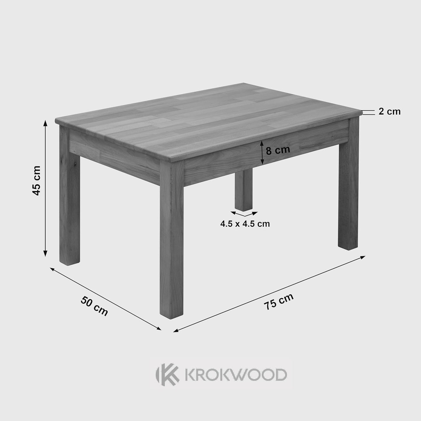 Couchtisch Tomas (75 x 50 x 45 cm), Grau 75 x 50 x 45 cm