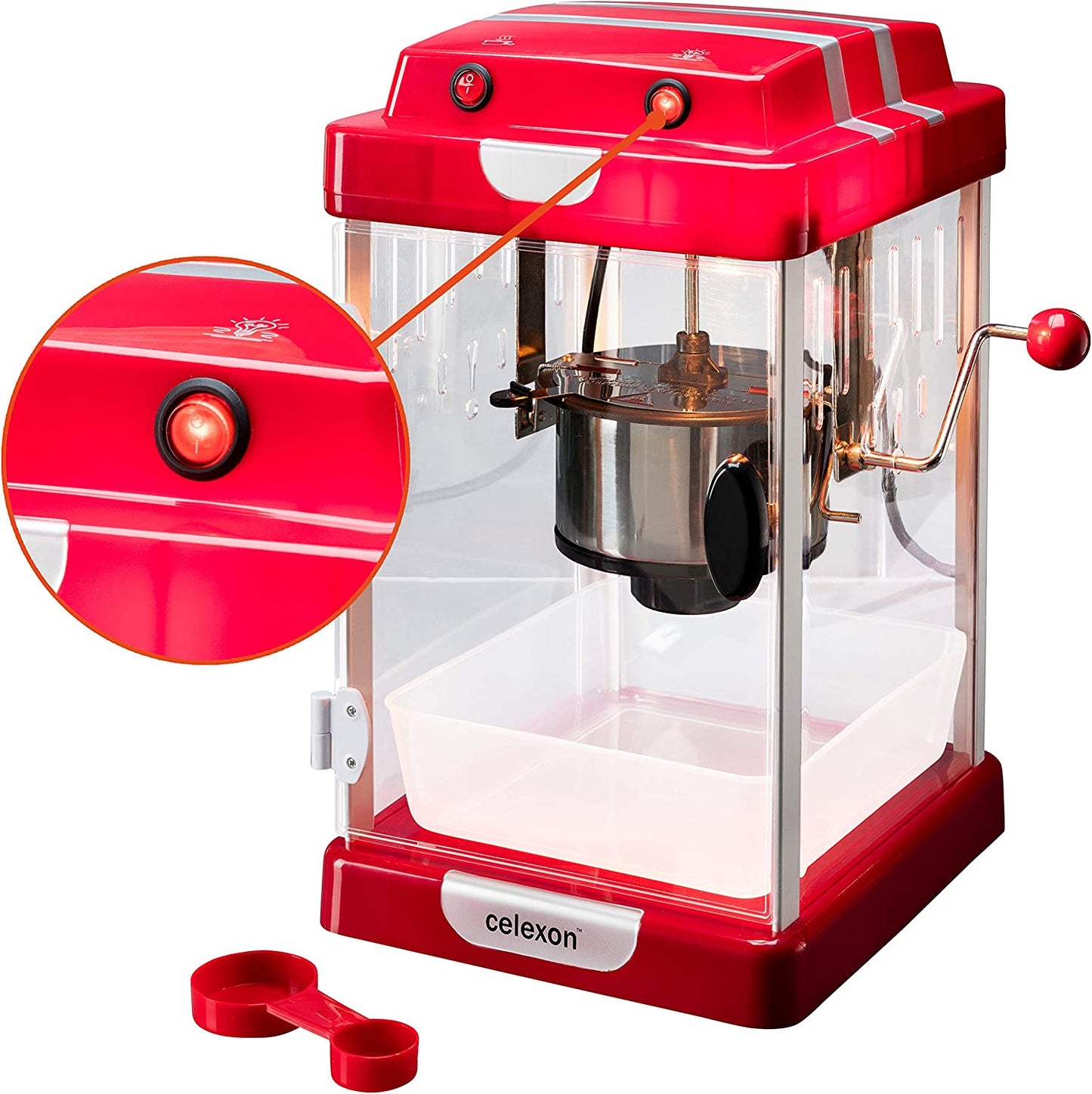 CinePop CP1000 Popcornmaschine im Retrolook antihaft-beschichtetem Edelstahlkessel integrier