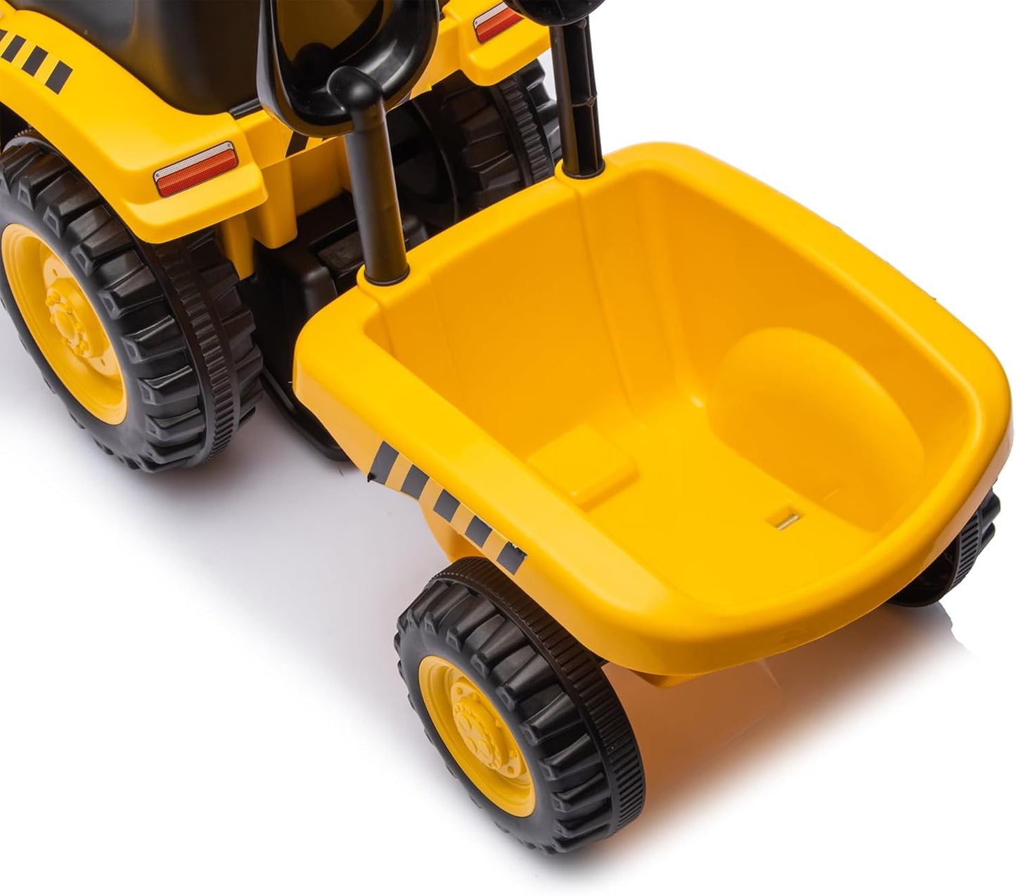 Rutschauto Traktor mit Anhänger, Schaufel und Rechen, Cat Gelb