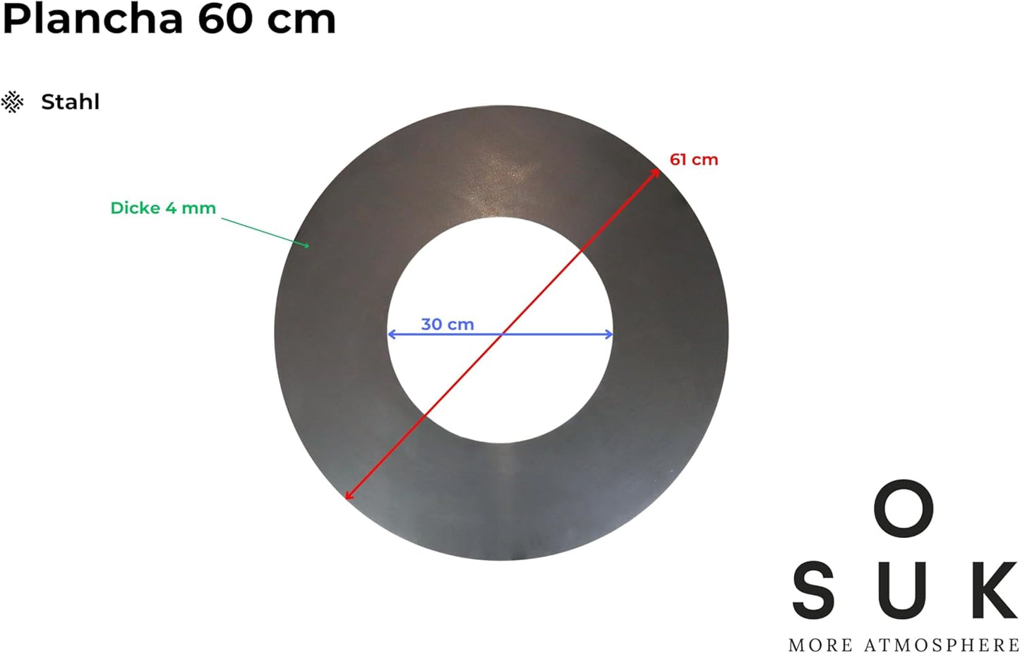 Plancha Feuerring für Feuerschale (60 cm), Plancha Ø 60 cm