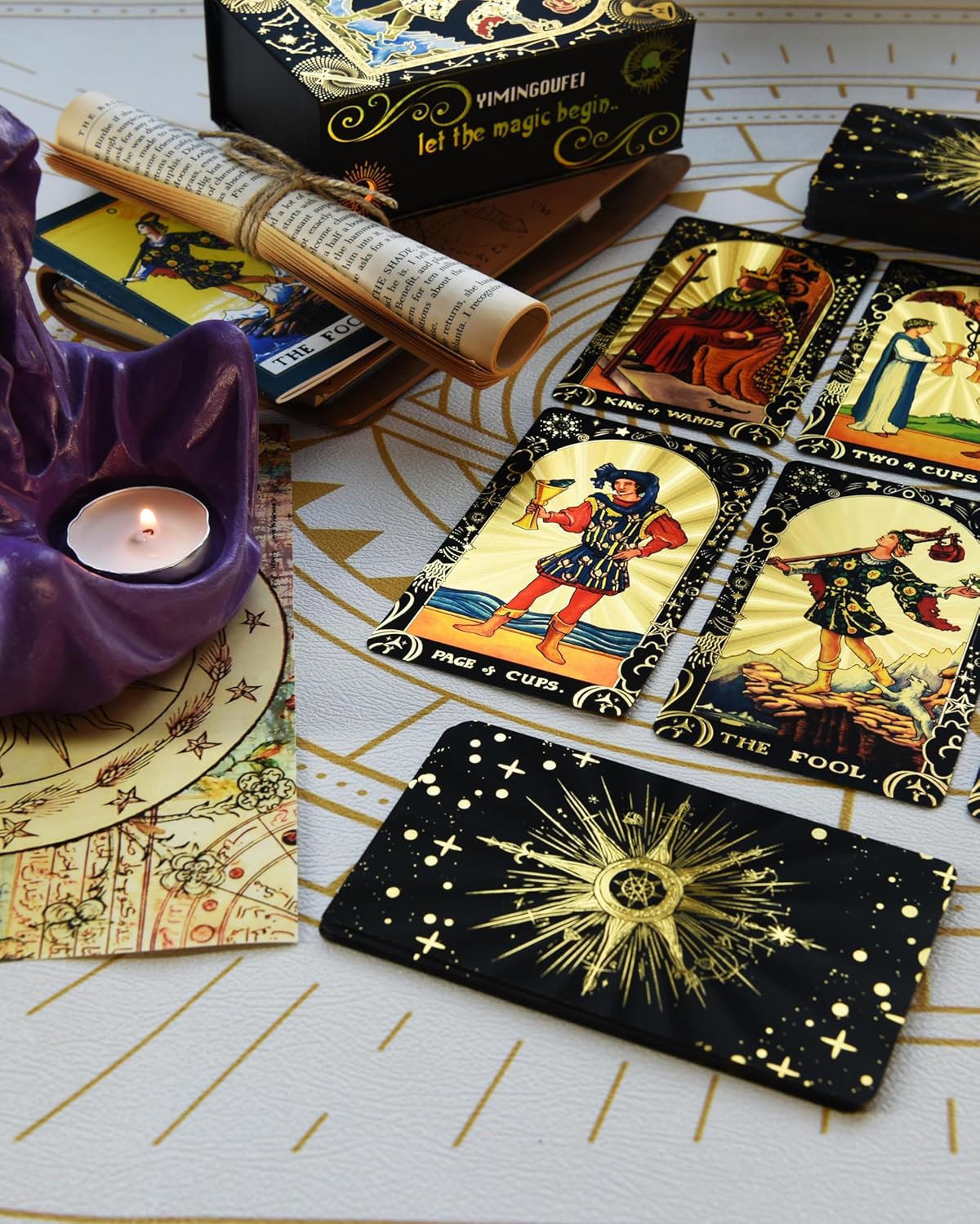 Englische Waite-Tarotkarten, Schwarz und Gold zu kombinieren