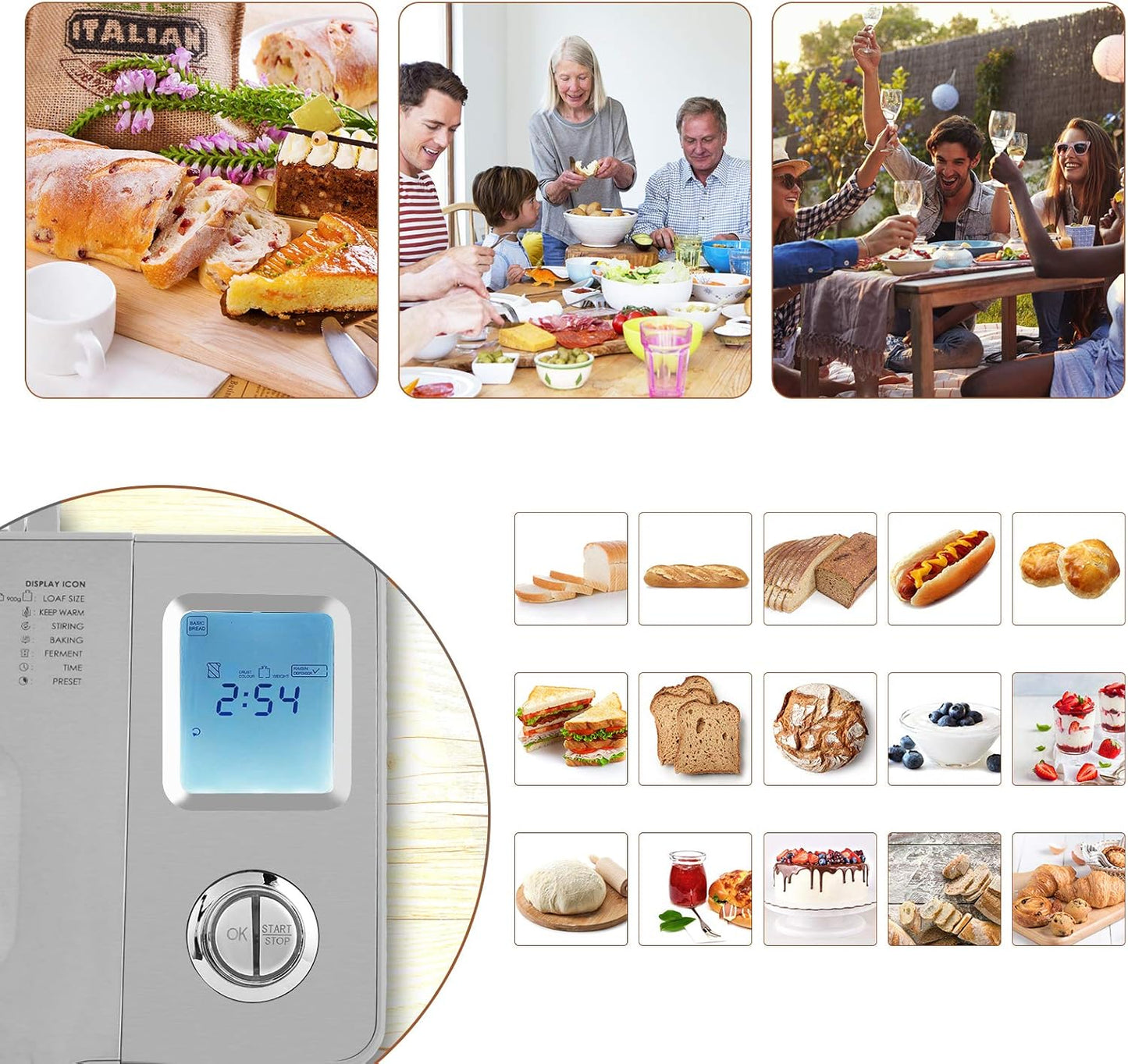 Brotbackautomat mit 25 Programmen und 3 Bräunungsgraden, 550W